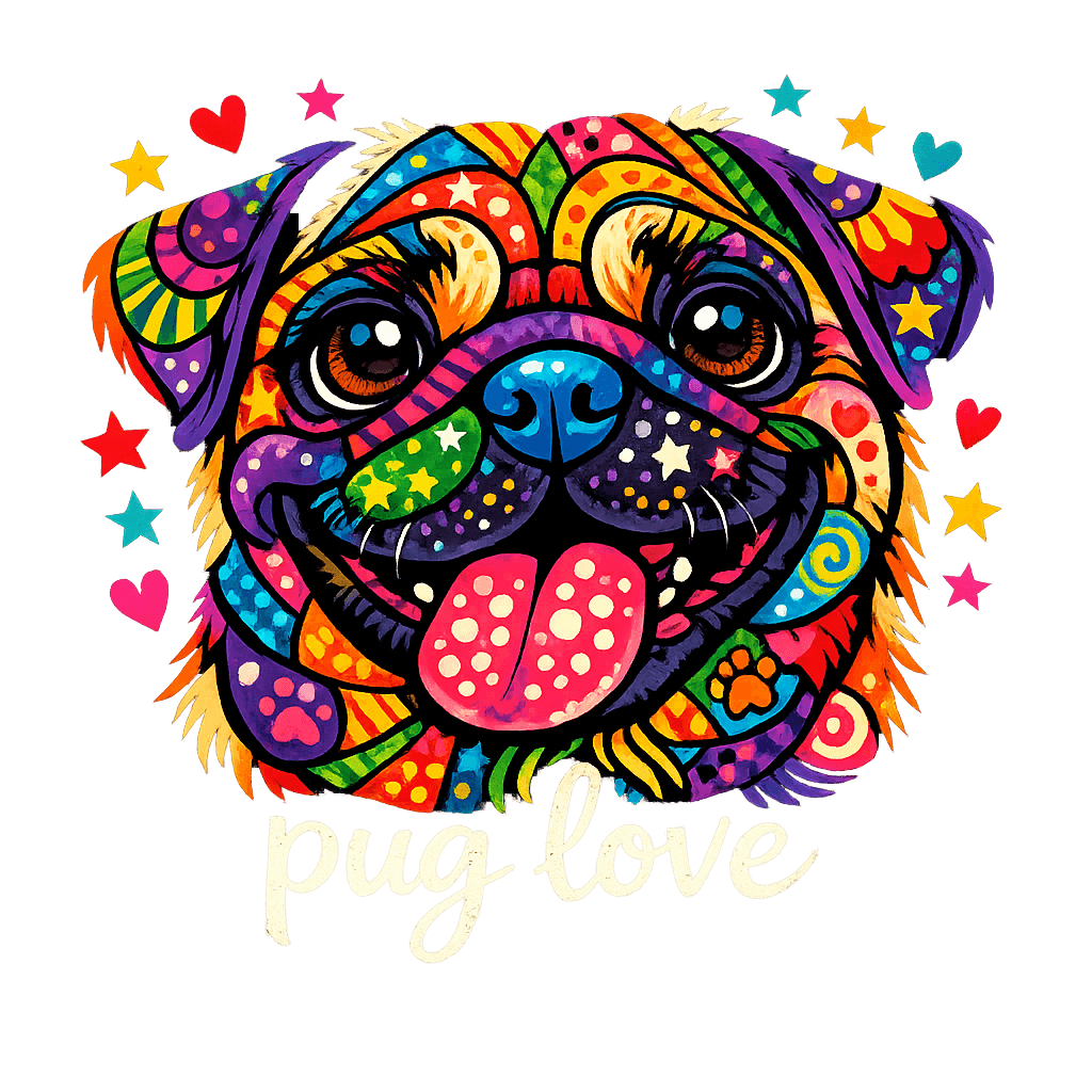 Vibrant Pug Love Art