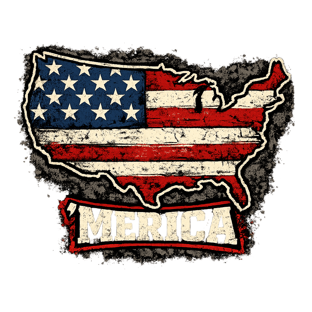Distressed Merica Map