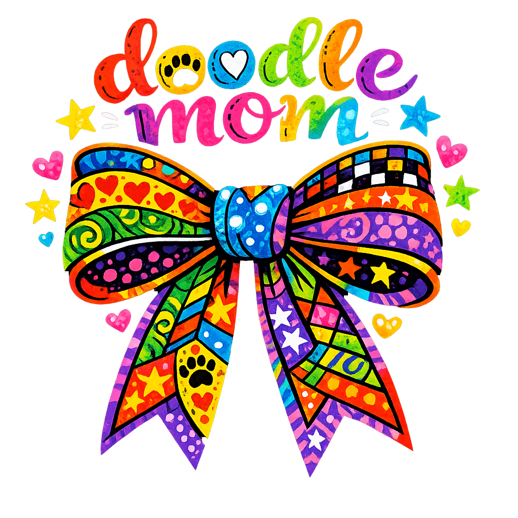 Doodle Mom Colorful Bow