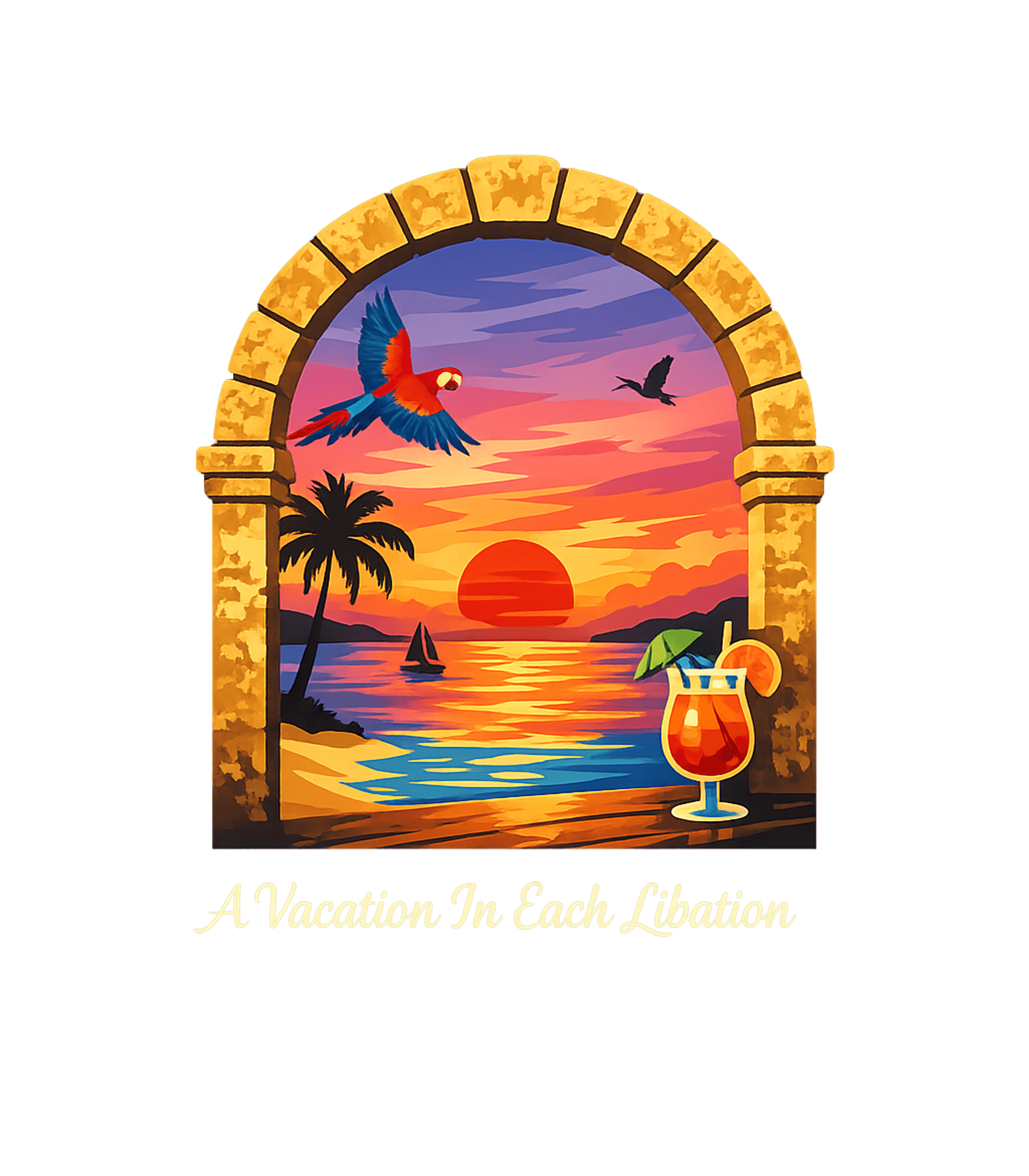 A Vacation Libation Travel Crewneck Sweatshirt featuring This vibrant graphic captures the serene beauty of a tropica – designed by Geoff Brown @ SunFrog A Vacation Libation Travel Crewneck Sweatshirt featuring This vibrant graphic captures the serene beauty of a tropica – designed by Geoff Brown @ SunFrog