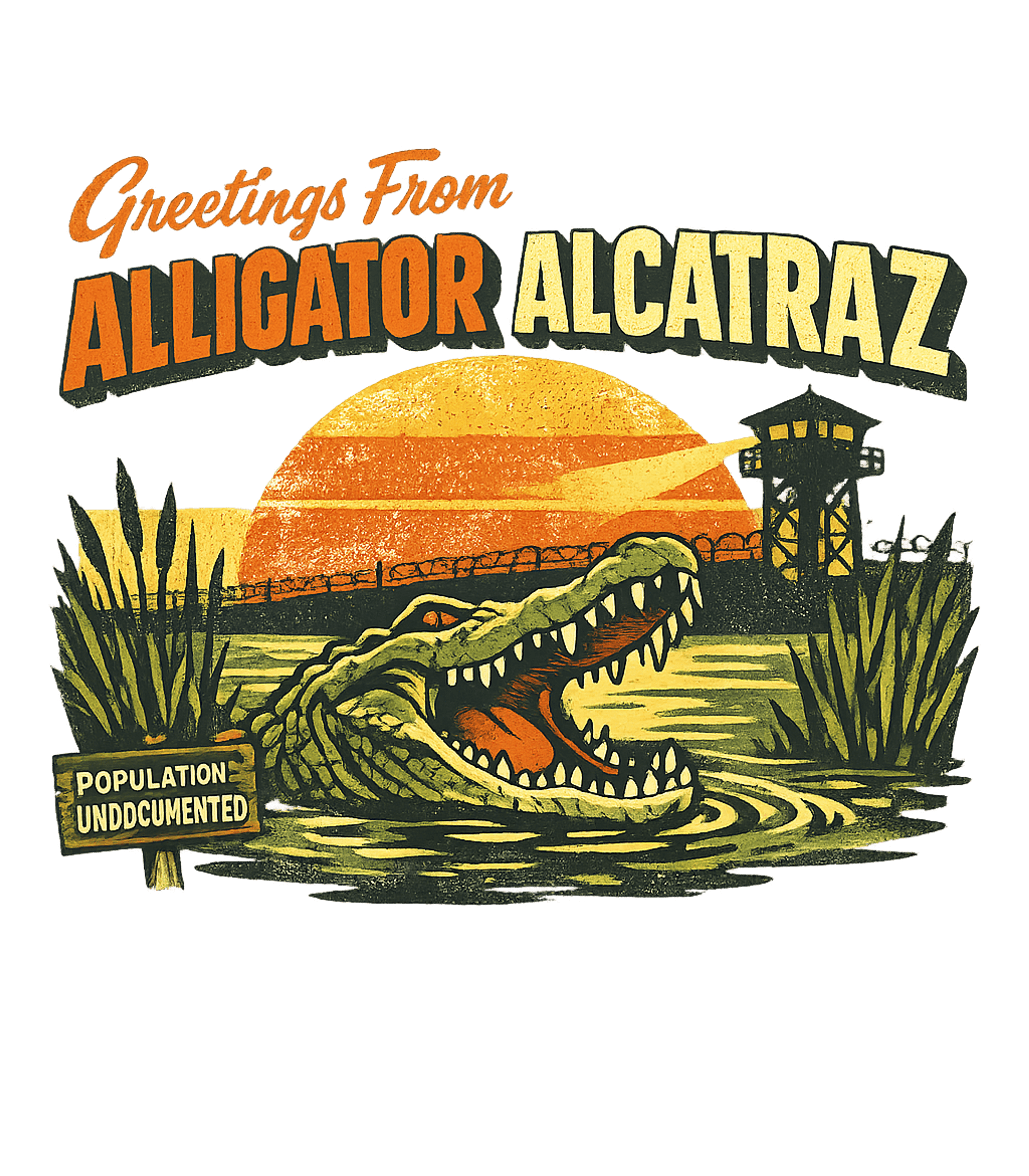 Alligator Alcatraz Greetings Sarcasm Premium T-Shirt featuring Sport this unique tee featuring a retro 'Greetings From Alli – designed by Geoff Brown @ SunFrog Alligator Alcatraz Greetings Sarcasm Premium T-Shirt featuring Sport this unique tee featuring a retro 'Greetings From Alli – designed by Geoff Brown @ SunFrog