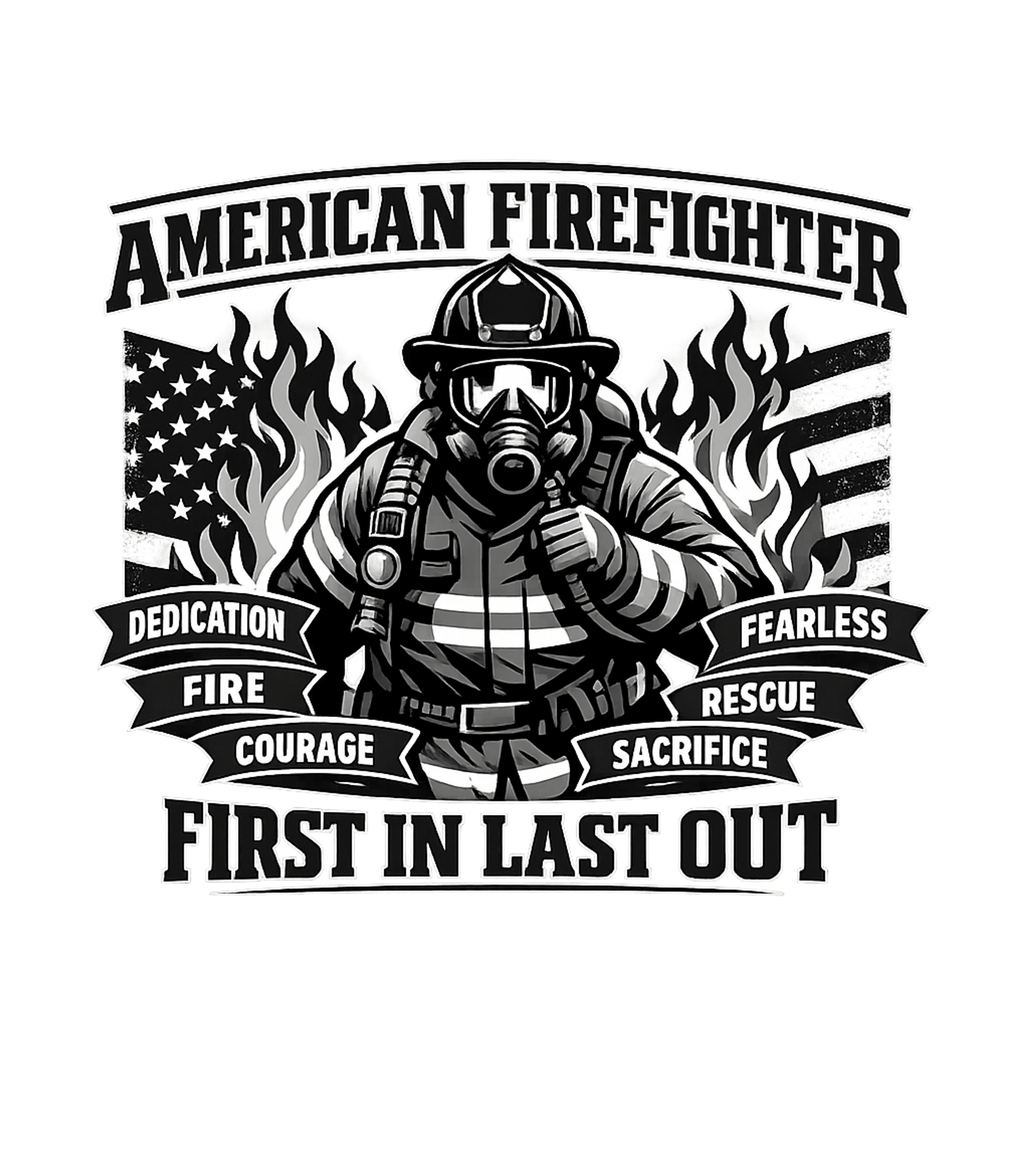 American Firefighter Hero Firefighter Premium T-Shirt featuring Show your pride with this bold grayscale illustration of an – designed by Geoff Brown @ SunFrog American Firefighter Hero Firefighter Premium T-Shirt featuring Show your pride with this bold grayscale illustration of an – designed by Geoff Brown @ SunFrog