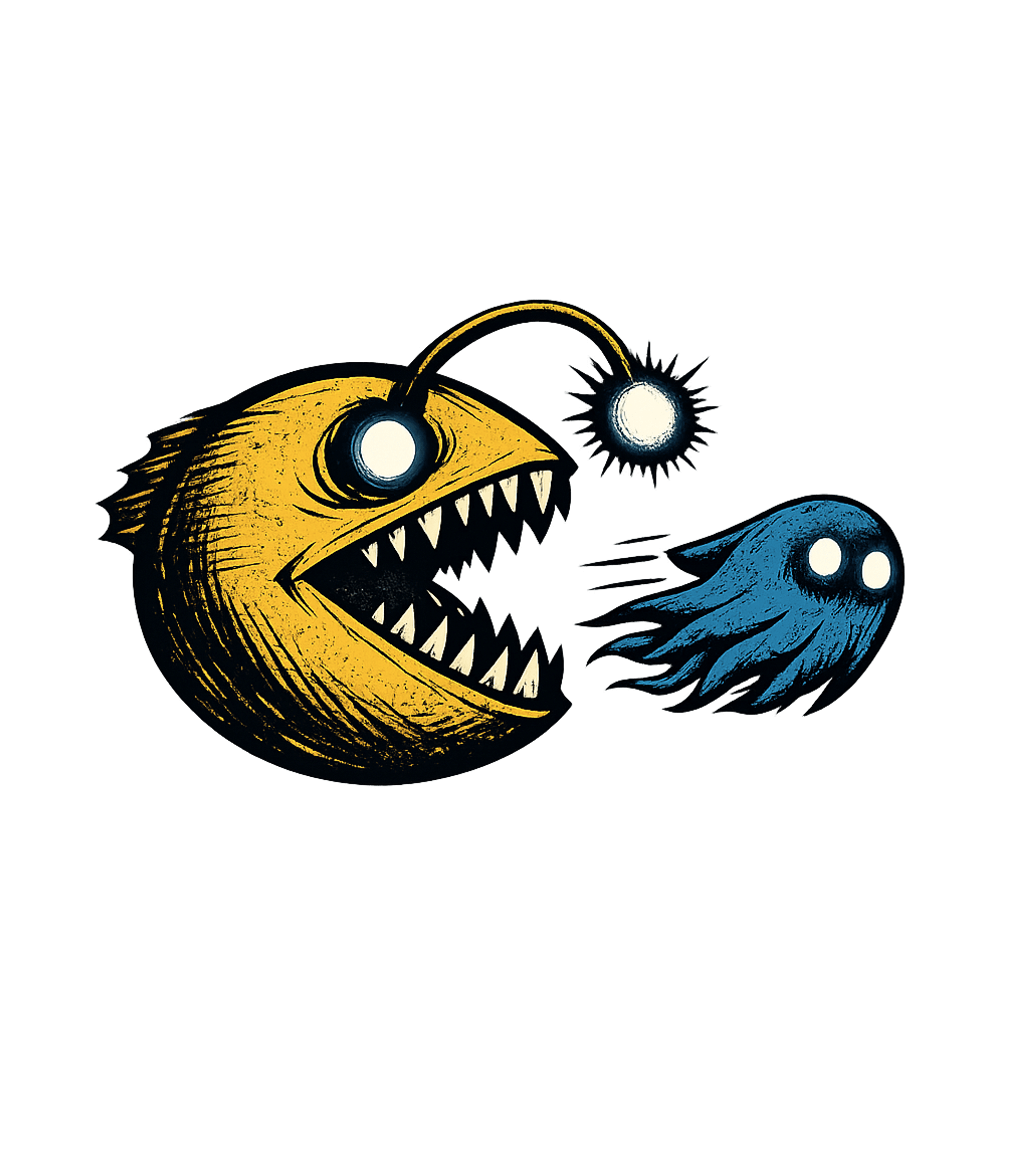 Anglerfish Pac-Man Chase Gaming Premium T-Shirt featuring Dive into retro gaming with this unique t-shirt featuring an – designed by Geoff Brown @ SunFrog Anglerfish Pac-Man Chase Gaming Premium T-Shirt featuring Dive into retro gaming with this unique t-shirt featuring an – designed by Geoff Brown @ SunFrog