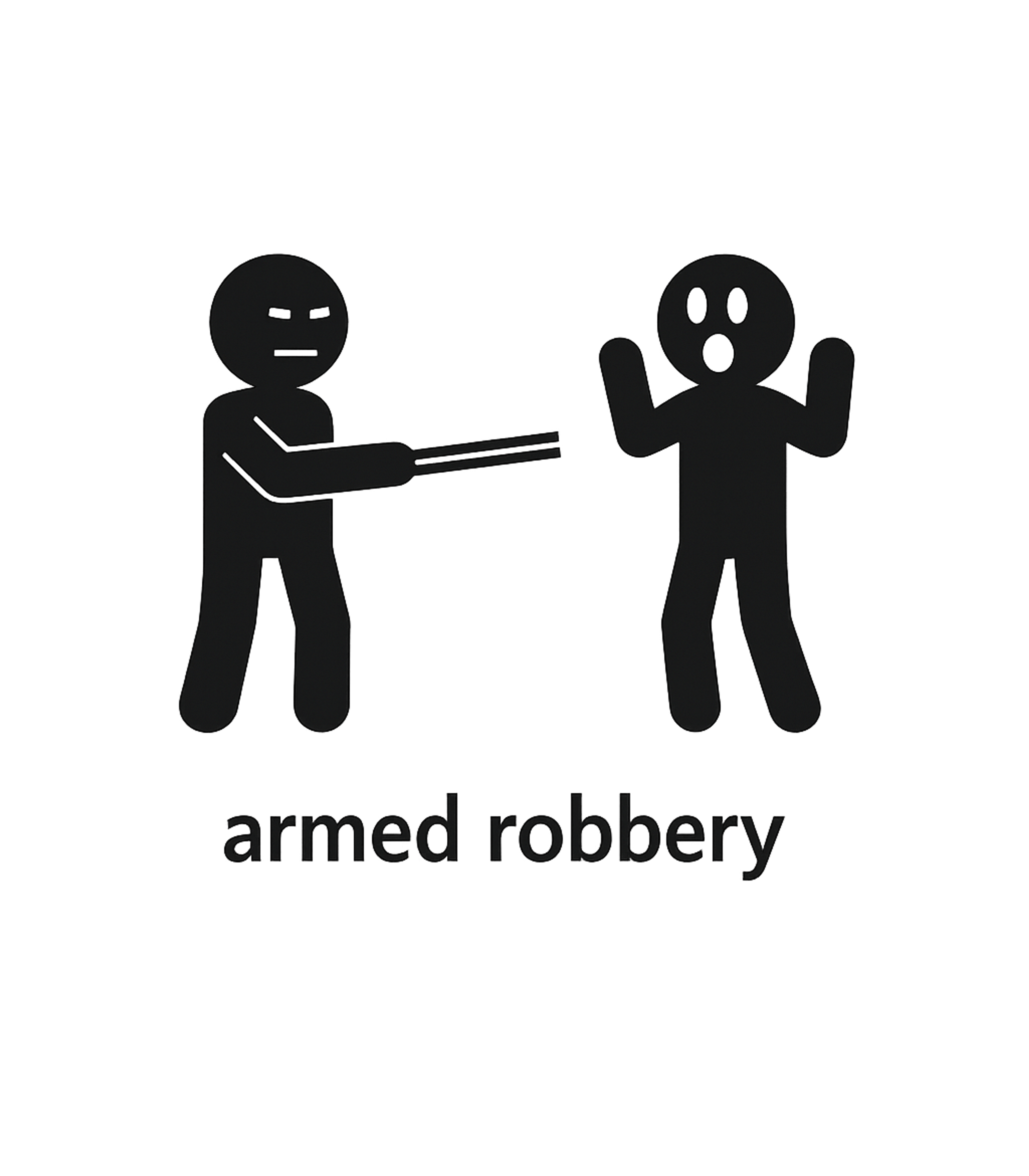 Armed Robbery Graphic Sarcasm Premium T-Shirt featuring This stark graphic tee depicts a stick-figure armed robbery – designed by Geoff Brown @ SunFrog Armed Robbery Graphic Sarcasm Premium T-Shirt featuring This stark graphic tee depicts a stick-figure armed robbery – designed by Geoff Brown @ SunFrog