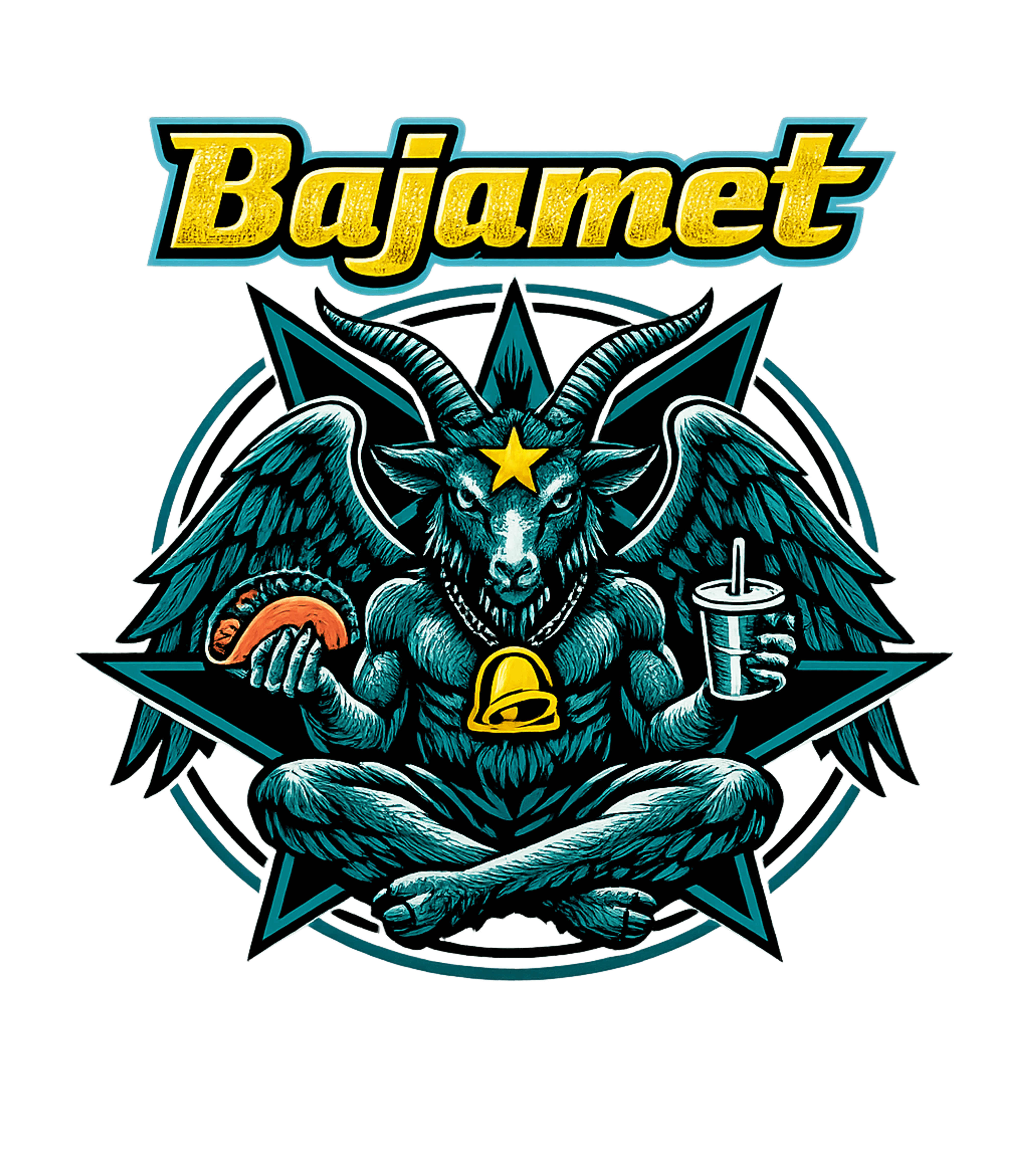 Bajamet Fast Food Deity Meme Humor Premium T-Shirt featuring This unique graphic tee features a Baphomet-inspired goat fi – designed by Geoff Brown @ SunFrog Bajamet Fast Food Deity Meme Humor Premium T-Shirt featuring This unique graphic tee features a Baphomet-inspired goat fi – designed by Geoff Brown @ SunFrog