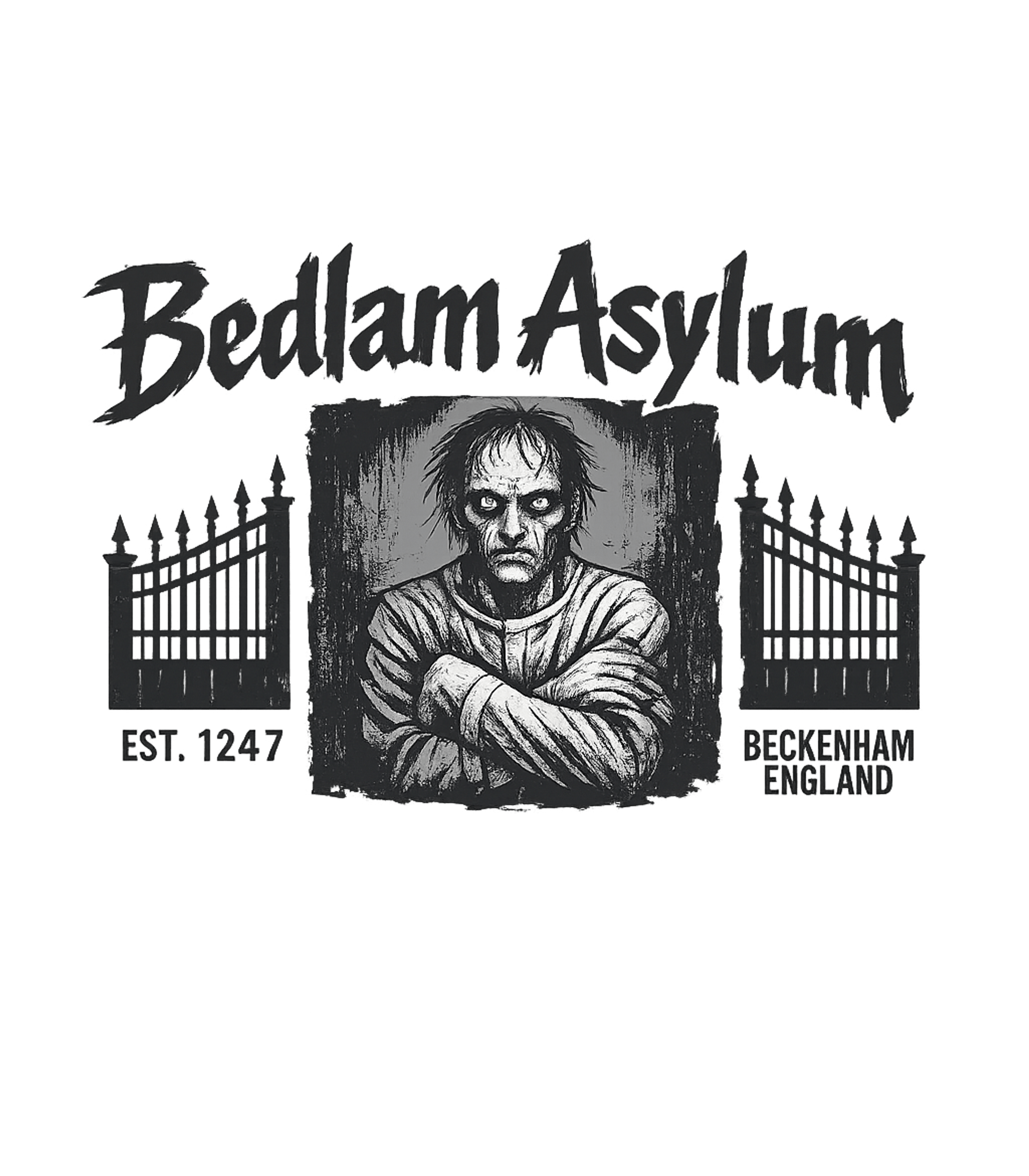 Bedlam Asylum Art halloween Premium T-Shirt featuring Step into the unsettling history with this distressed Bedlam – designed by Geoff Brown @ SunFrog Bedlam Asylum Art halloween Premium T-Shirt featuring Step into the unsettling history with this distressed Bedlam – designed by Geoff Brown @ SunFrog