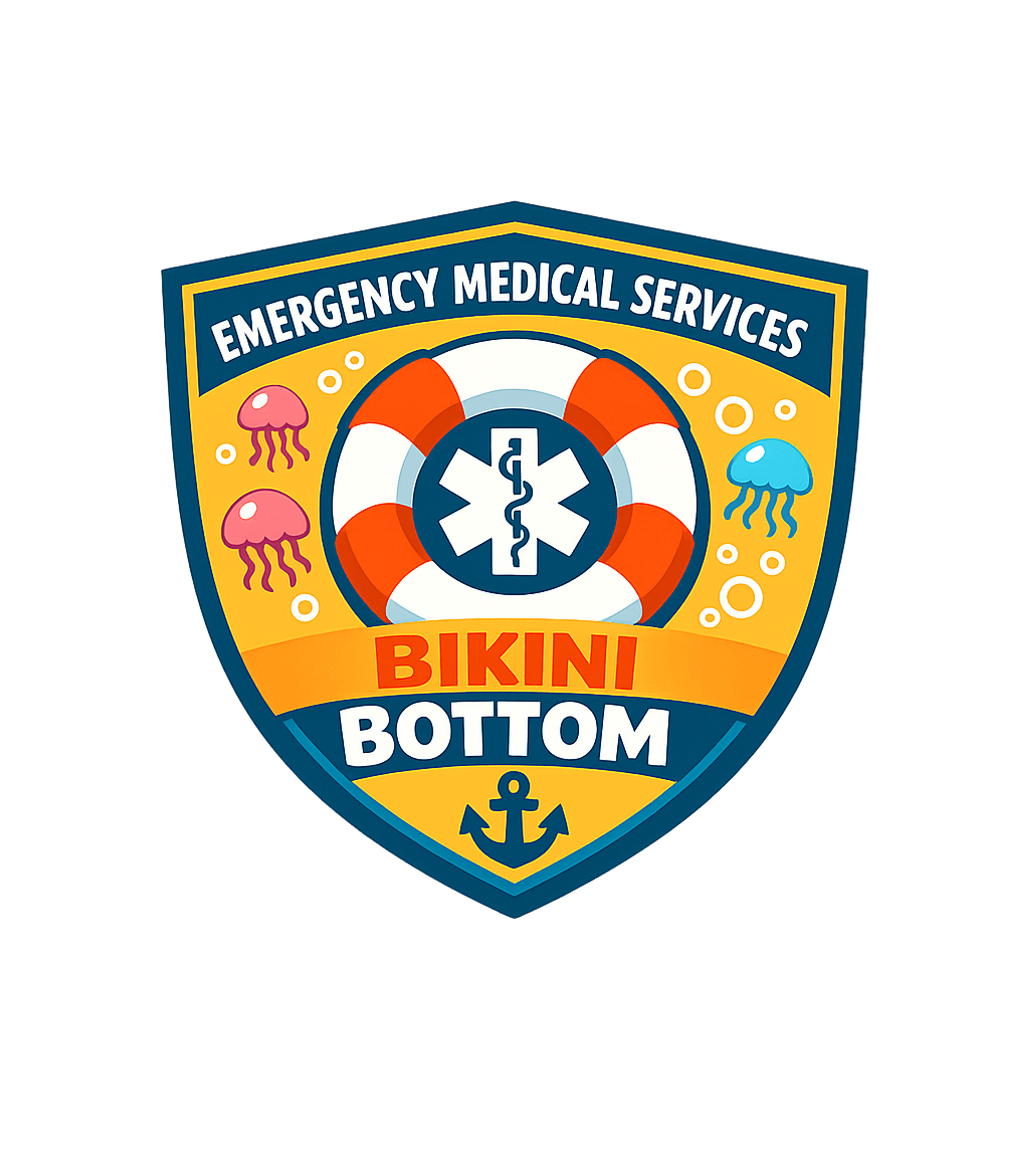 Bikini Bottom EMS Badge EMS Premium T-Shirt featuring This vibrant, cartoon-style emblem features a playful take o – designed by Geoff Brown @ SunFrog Bikini Bottom EMS Badge EMS Premium T-Shirt featuring This vibrant, cartoon-style emblem features a playful take o – designed by Geoff Brown @ SunFrog
