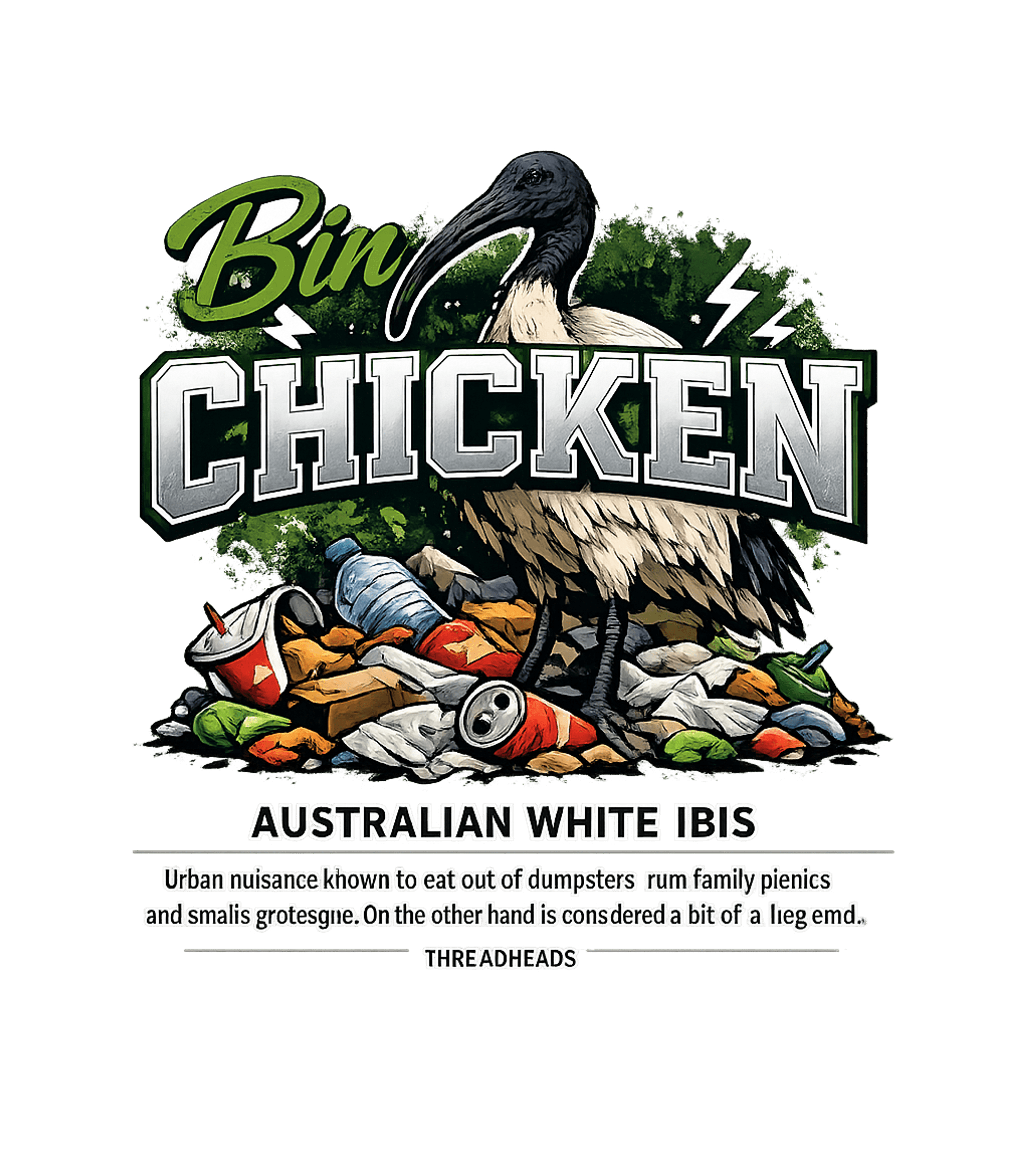 Bin Chicken Ibis Wildlife Premium T-Shirt featuring This graphic features the iconic Australian White Ibis, affe – designed by Geoff Brown @ SunFrog Bin Chicken Ibis Wildlife Premium T-Shirt featuring This graphic features the iconic Australian White Ibis, affe – designed by Geoff Brown @ SunFrog