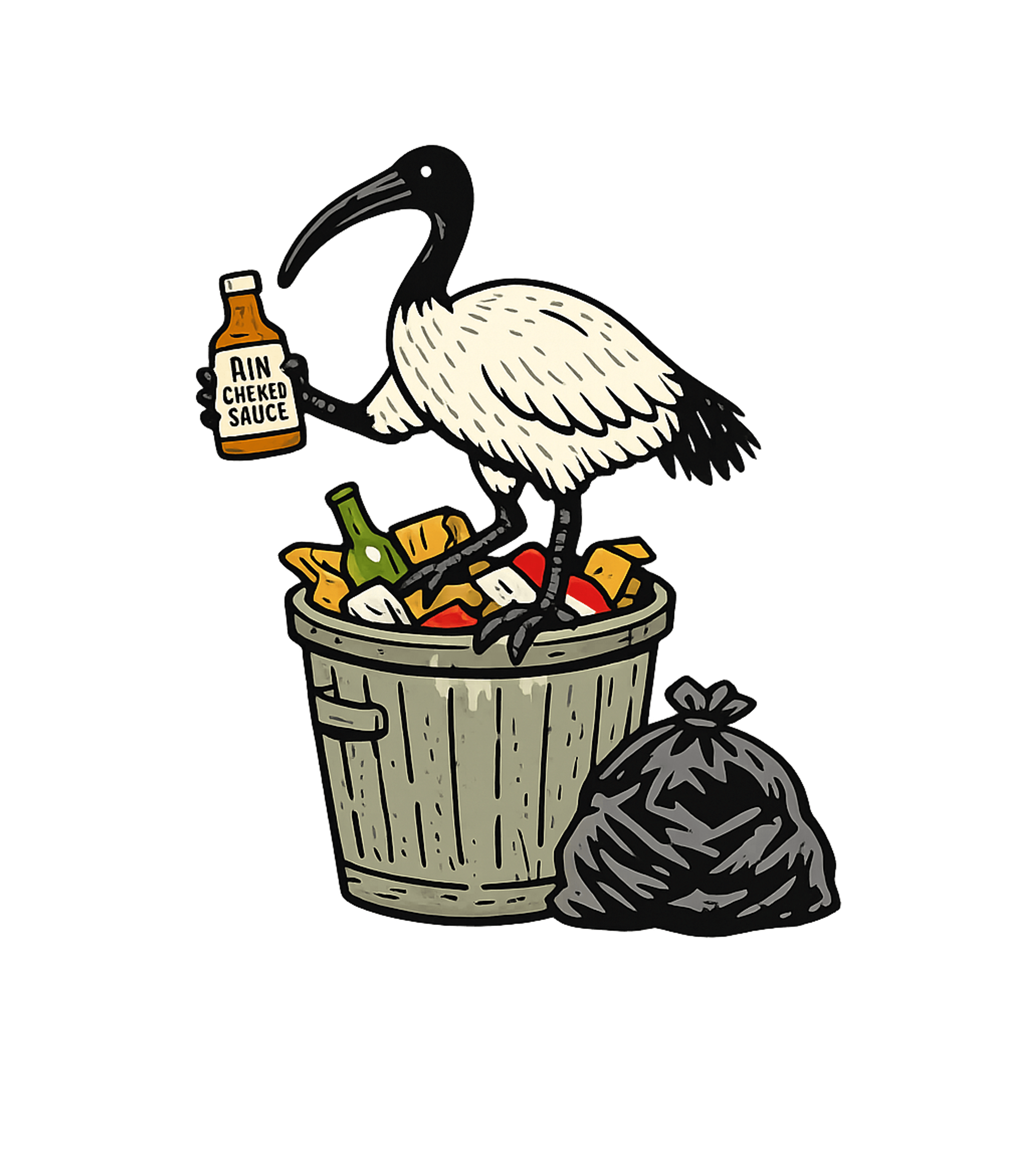 Bin Chicken Sauce Wildlife Premium T-Shirt featuring This humorous graphic features an urban ibis, affectionately – designed by Geoff Brown @ SunFrog Bin Chicken Sauce Wildlife Premium T-Shirt featuring This humorous graphic features an urban ibis, affectionately – designed by Geoff Brown @ SunFrog