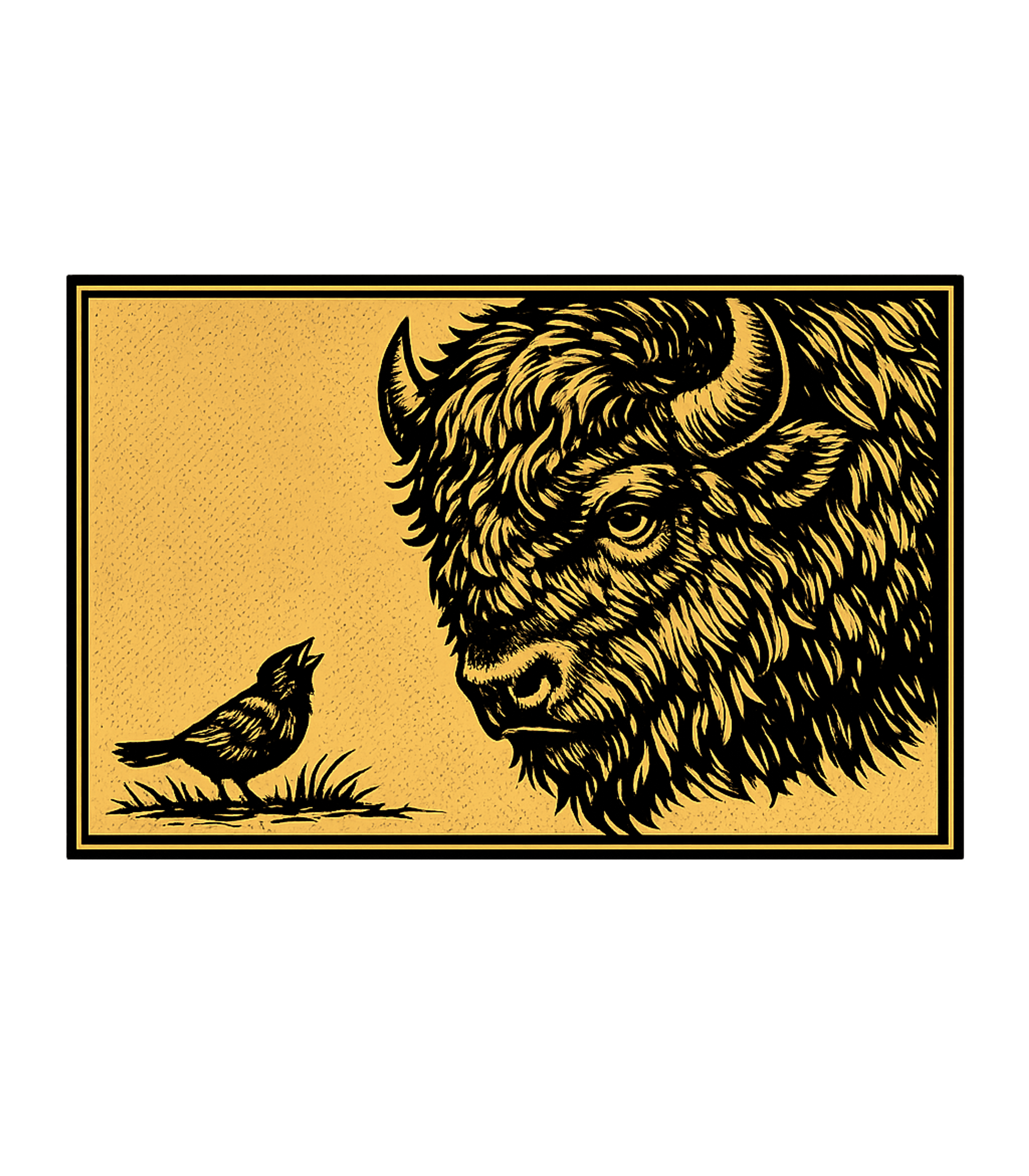 Bison and Bird Encounter Wildlife Hooded Sweatshirt featuring An intriguing t-shirt featuring a stylized woodcut illustrat – designed by Geoff Brown @ SunFrog Bison and Bird Encounter Wildlife Hooded Sweatshirt featuring An intriguing t-shirt featuring a stylized woodcut illustrat – designed by Geoff Brown @ SunFrog