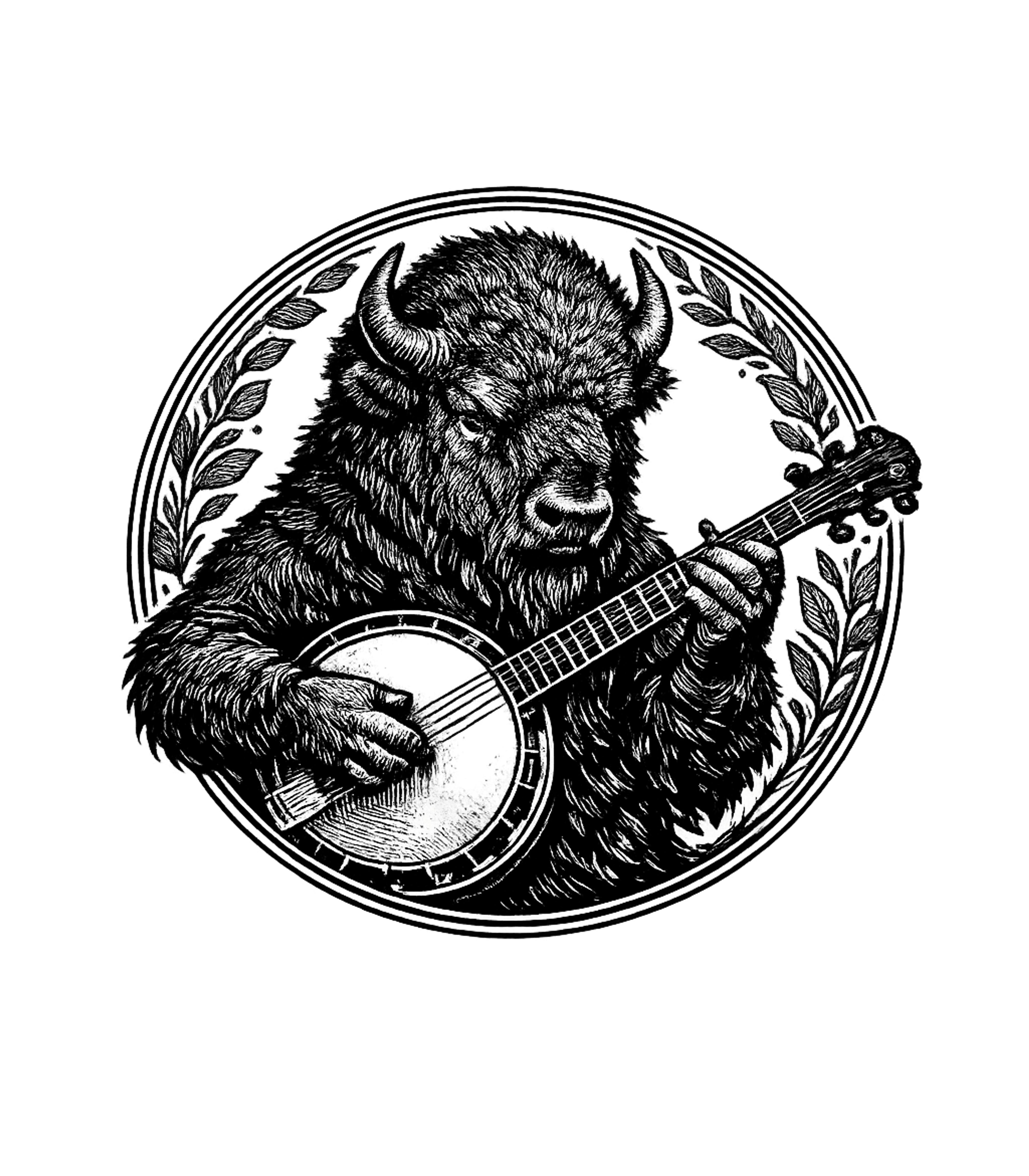 Bison Banjo Player Music Hooded Sweatshirt featuring A whimsical black and white graphic featuring a detailed bis – designed by Geoff Brown @ SunFrog Bison Banjo Player Music Hooded Sweatshirt featuring A whimsical black and white graphic featuring a detailed bis – designed by Geoff Brown @ SunFrog