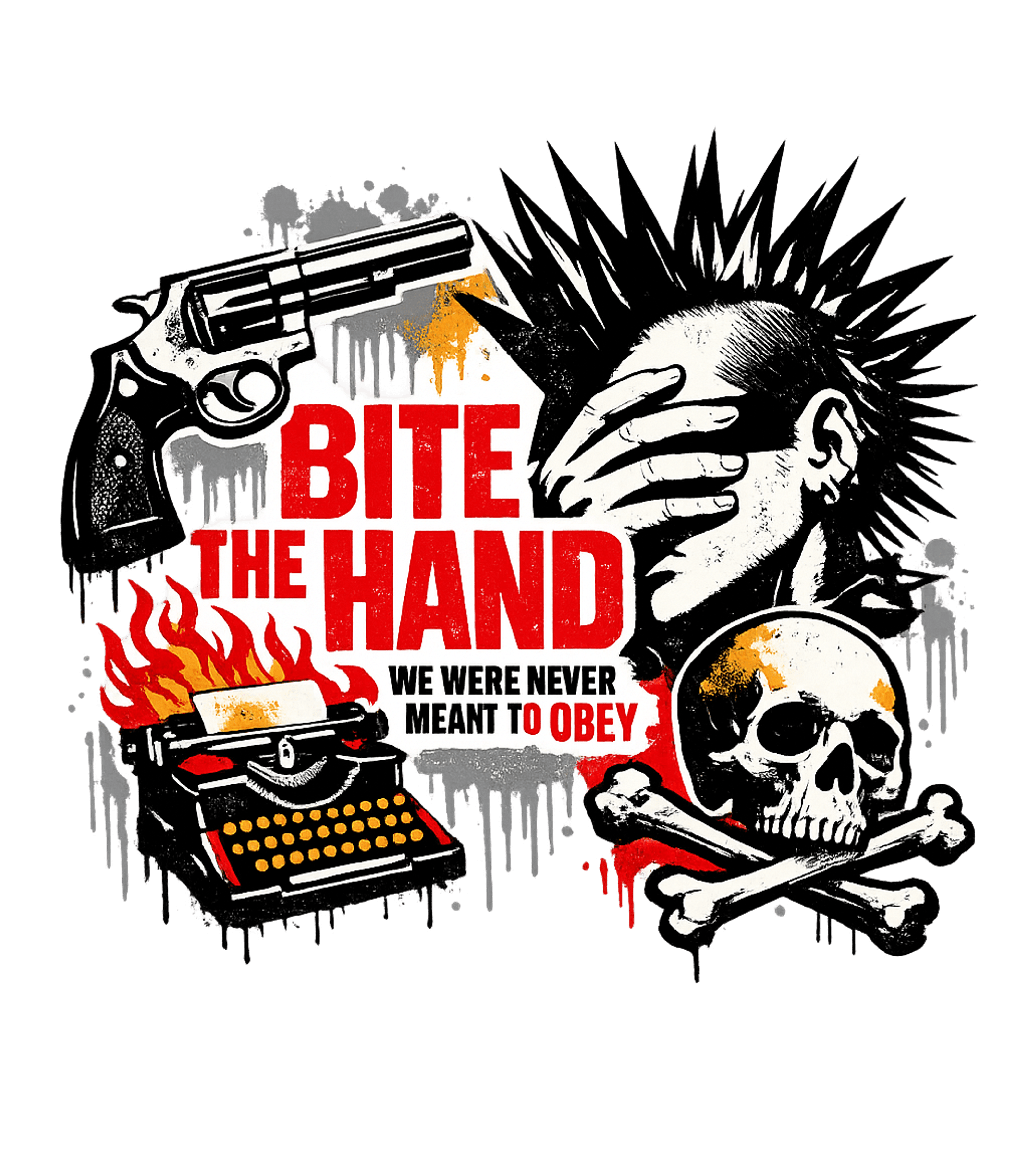 Bite The Hand Defiance Freedom / Constitution Crewneck Sweatshirt featuring This gritty graphic tee features a powerful punk aesthetic w – designed by Geoff Brown @ SunFrog Bite The Hand Defiance Freedom / Constitution Crewneck Sweatshirt featuring This gritty graphic tee features a powerful punk aesthetic w – designed by Geoff Brown @ SunFrog