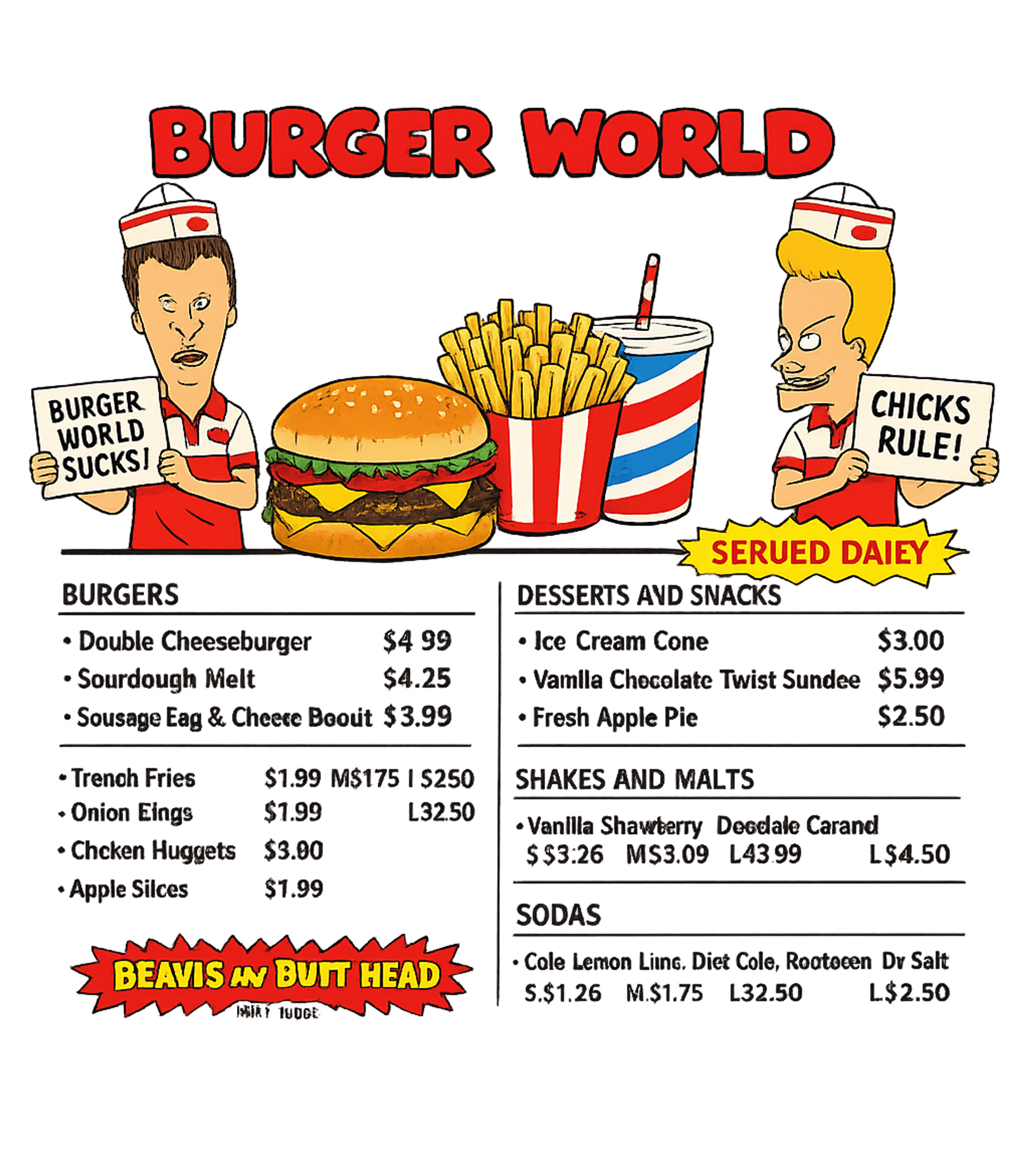 Burger World Beavis Butt-Head Sarcasm Premium T-Shirt featuring Relive the classic 90s animated humor with this iconic Burge – designed by Geoff Brown @ SunFrog Burger World Beavis Butt-Head Sarcasm Premium T-Shirt featuring Relive the classic 90s animated humor with this iconic Burge – designed by Geoff Brown @ SunFrog