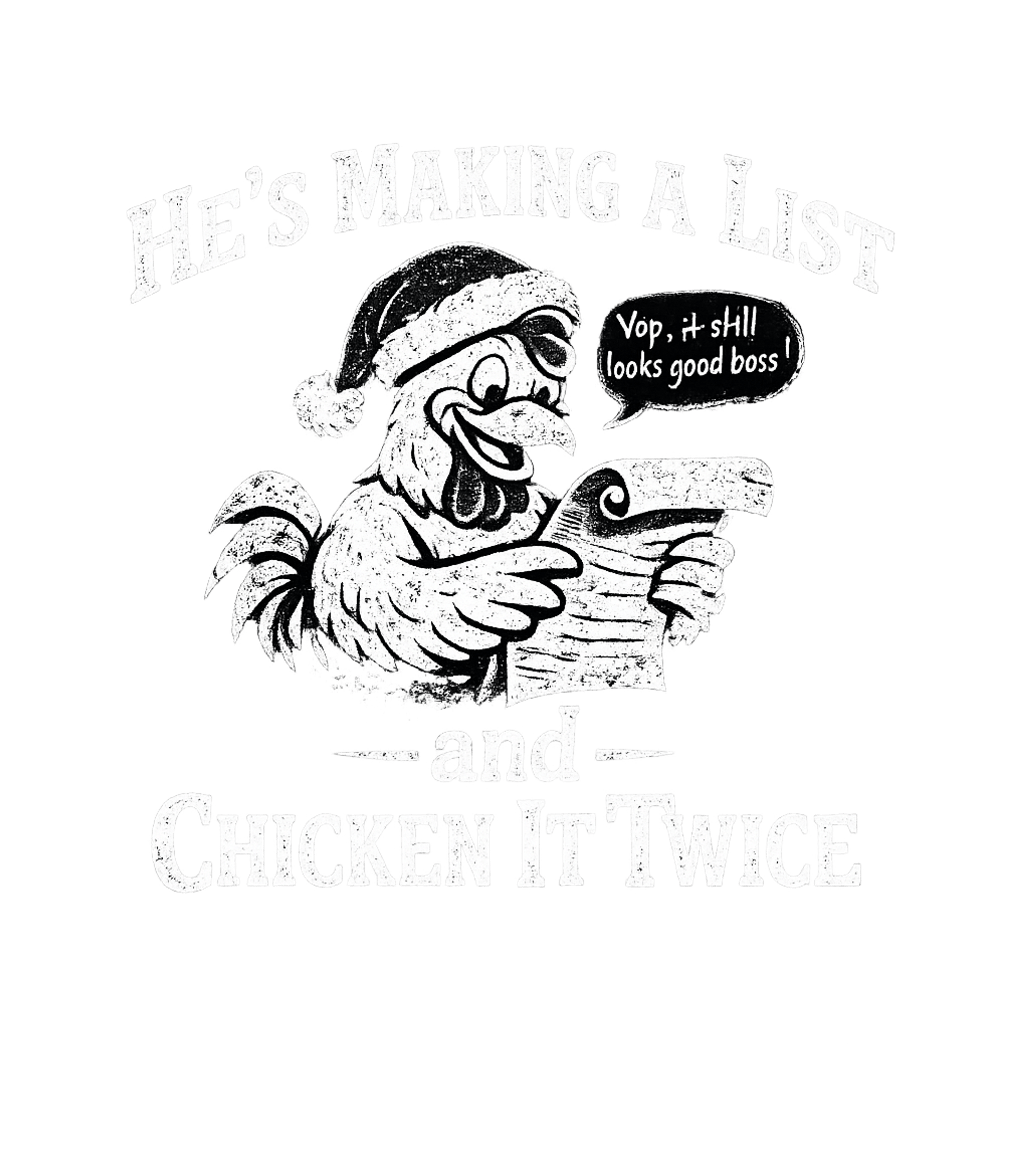 Chicken It Twice List Dad Jokes Premium T-Shirt featuring This humorous design features a cheerful chicken in a Santa – designed by Geoff Brown @ SunFrog Chicken It Twice List Dad Jokes Premium T-Shirt featuring This humorous design features a cheerful chicken in a Santa – designed by Geoff Brown @ SunFrog