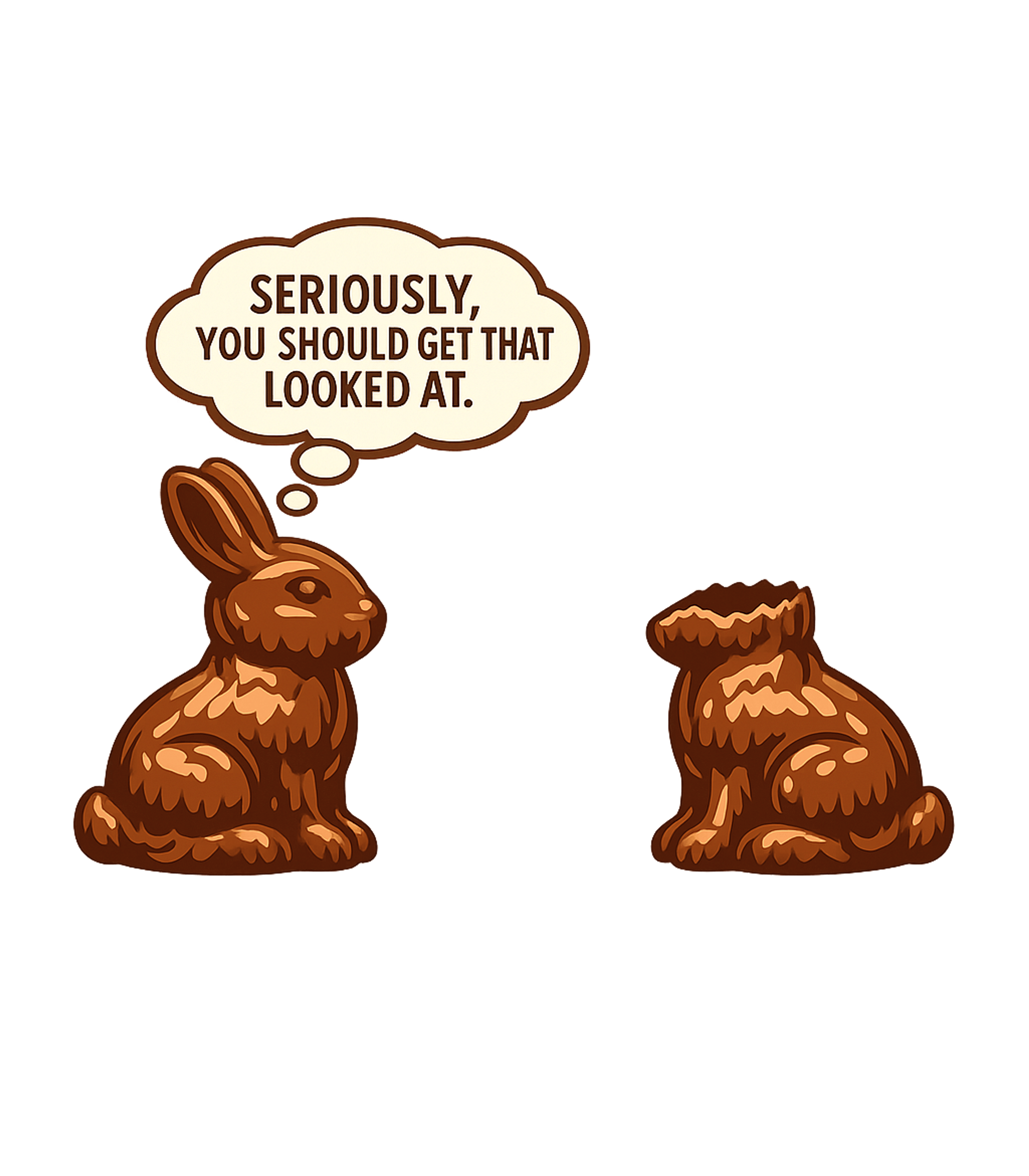 Chocolate Bunny Joke Sarcasm Premium T-Shirt featuring This hilarious graphic features two chocolate bunnies, one m – designed by Geoff Brown @ SunFrog Chocolate Bunny Joke Sarcasm Premium T-Shirt featuring This hilarious graphic features two chocolate bunnies, one m – designed by Geoff Brown @ SunFrog