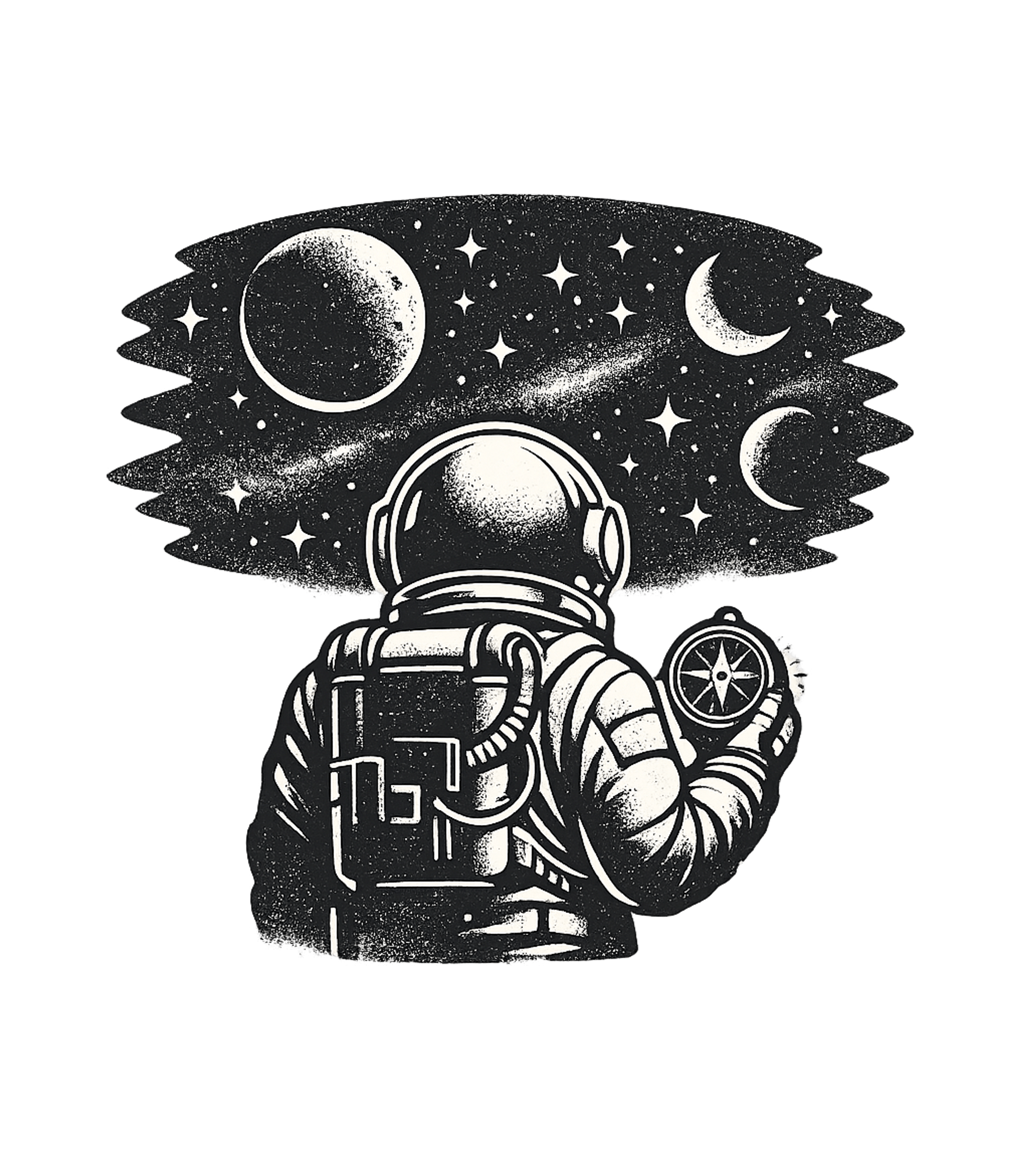 Cosmic Navigator Astronaut Travel Premium T-Shirt featuring This artwork features a classic astronaut holding a compass, – designed by Geoff Brown @ SunFrog Cosmic Navigator Astronaut Travel Premium T-Shirt featuring This artwork features a classic astronaut holding a compass, – designed by Geoff Brown @ SunFrog
