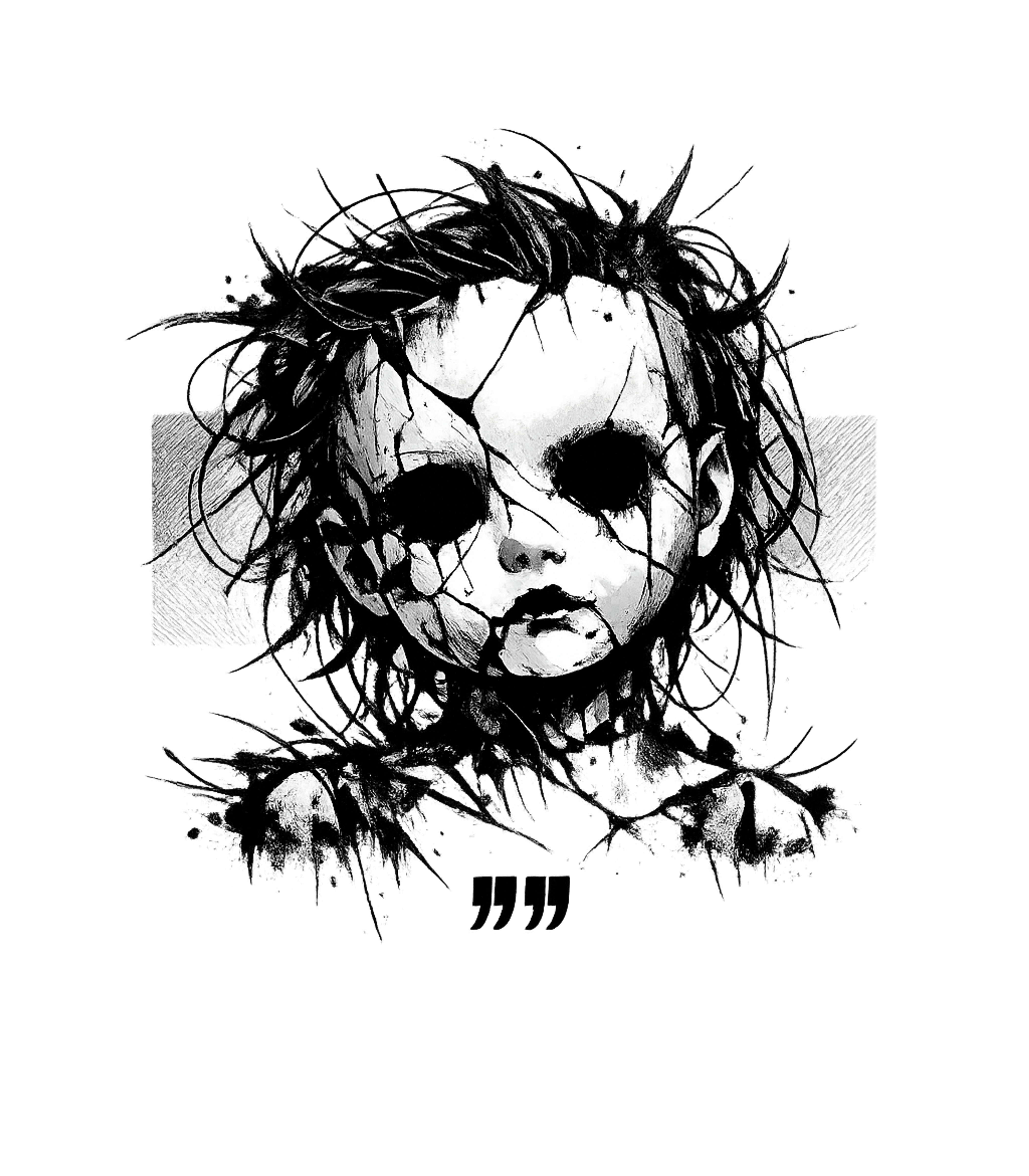Cracked Doll Portrait halloween Premium T-Shirt featuring Embrace the dark artistry with this haunting black and white – designed by Geoff Brown @ SunFrog Cracked Doll Portrait halloween Premium T-Shirt featuring Embrace the dark artistry with this haunting black and white – designed by Geoff Brown @ SunFrog