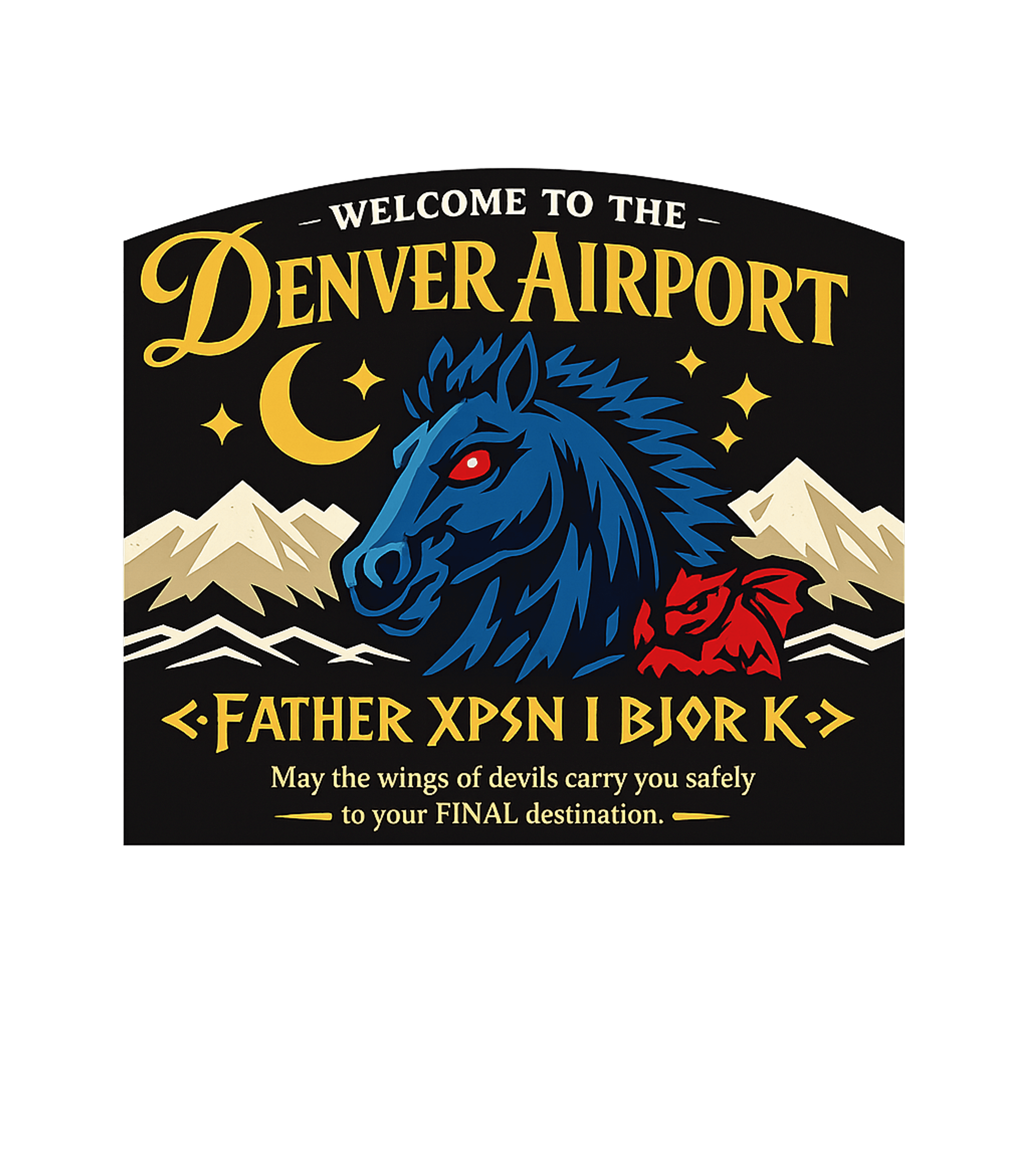 Denver Airport Blucifer Colorado Hooded Sweatshirt featuring Unravel the mysteries of Denver International Airport with t – designed by Geoff Brown @ SunFrog Denver Airport Blucifer Colorado Hooded Sweatshirt featuring Unravel the mysteries of Denver International Airport with t – designed by Geoff Brown @ SunFrog