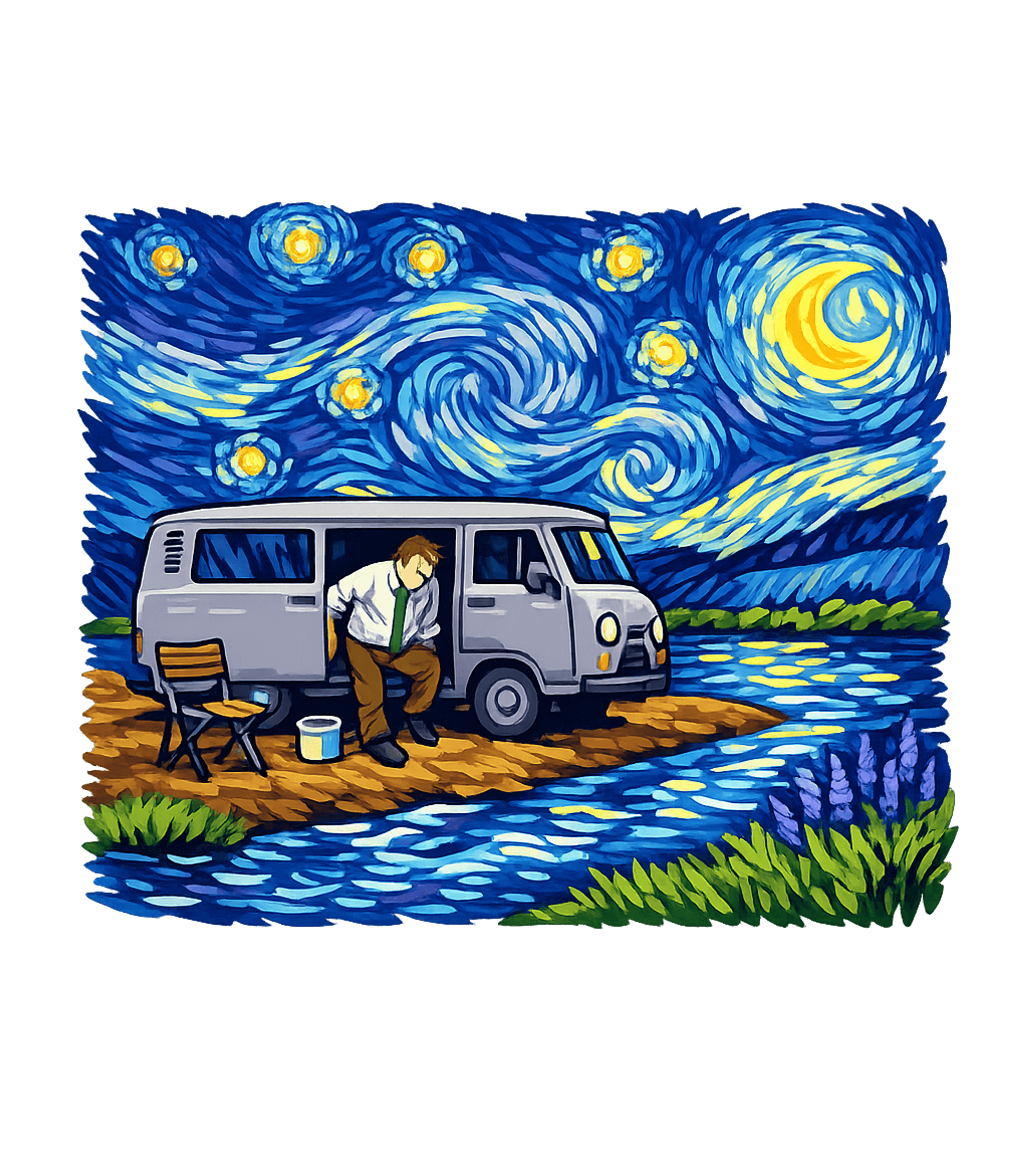 Dwight's Starry Van Work / Office Humor Premium T-Shirt featuring Step into a world where office life meets classic art and ou – designed by Geoff Brown @ SunFrog Dwight's Starry Van Work / Office Humor Premium T-Shirt featuring Step into a world where office life meets classic art and ou – designed by Geoff Brown @ SunFrog