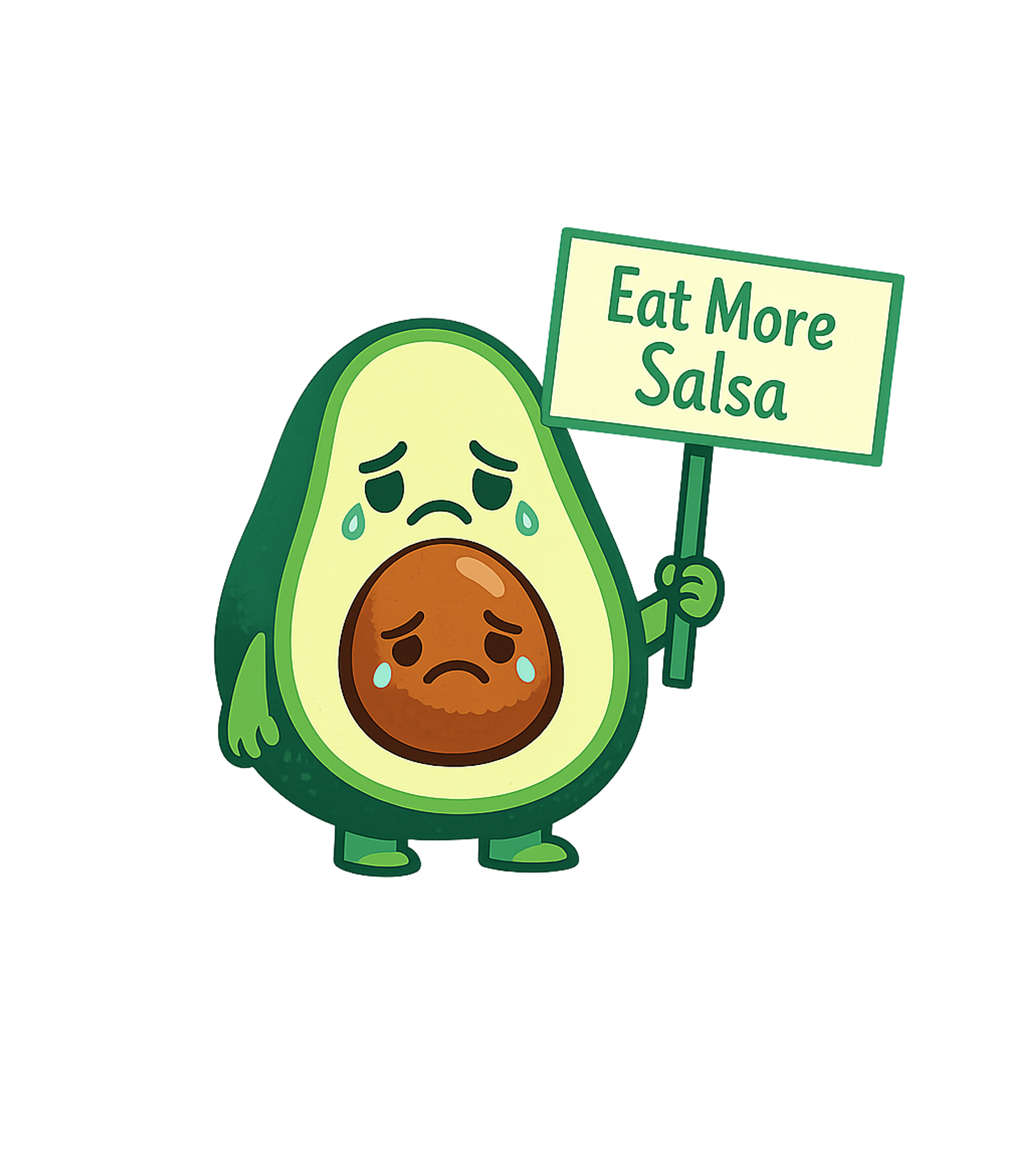 Eat More Salsa Avocado Cooking / BBQ Premium T-Shirt featuring This funny graphic features a sad, crying avocado holding a – designed by Geoff Brown @ SunFrog Eat More Salsa Avocado Cooking / BBQ Premium T-Shirt featuring This funny graphic features a sad, crying avocado holding a – designed by Geoff Brown @ SunFrog