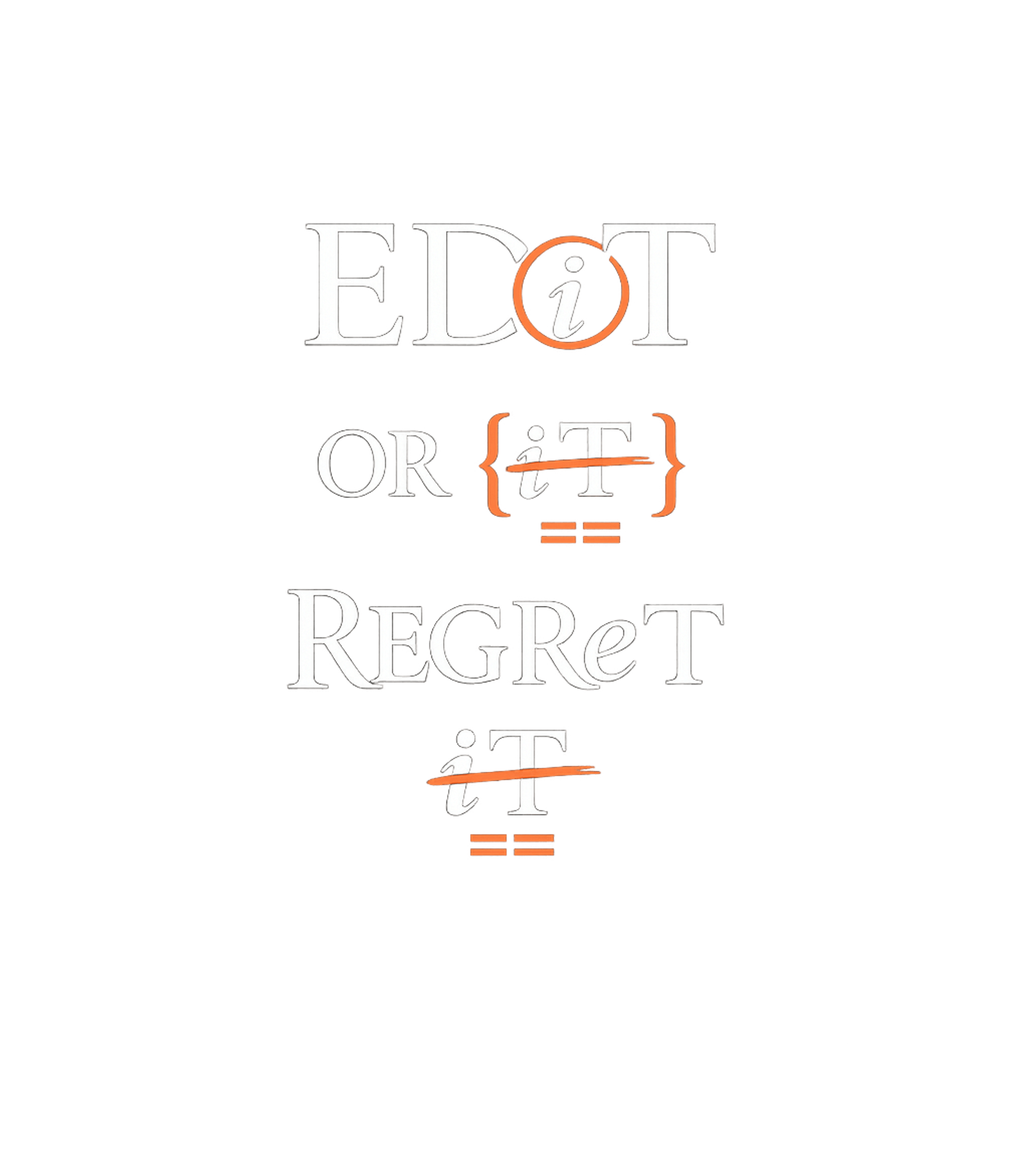 Edit Code Or Regret Work / Office Humor Premium T-Shirt featuring This witty design playfully combines the common phrase "Edit – designed by Geoff Brown @ SunFrog Edit Code Or Regret Work / Office Humor Premium T-Shirt featuring This witty design playfully combines the common phrase "Edit – designed by Geoff Brown @ SunFrog