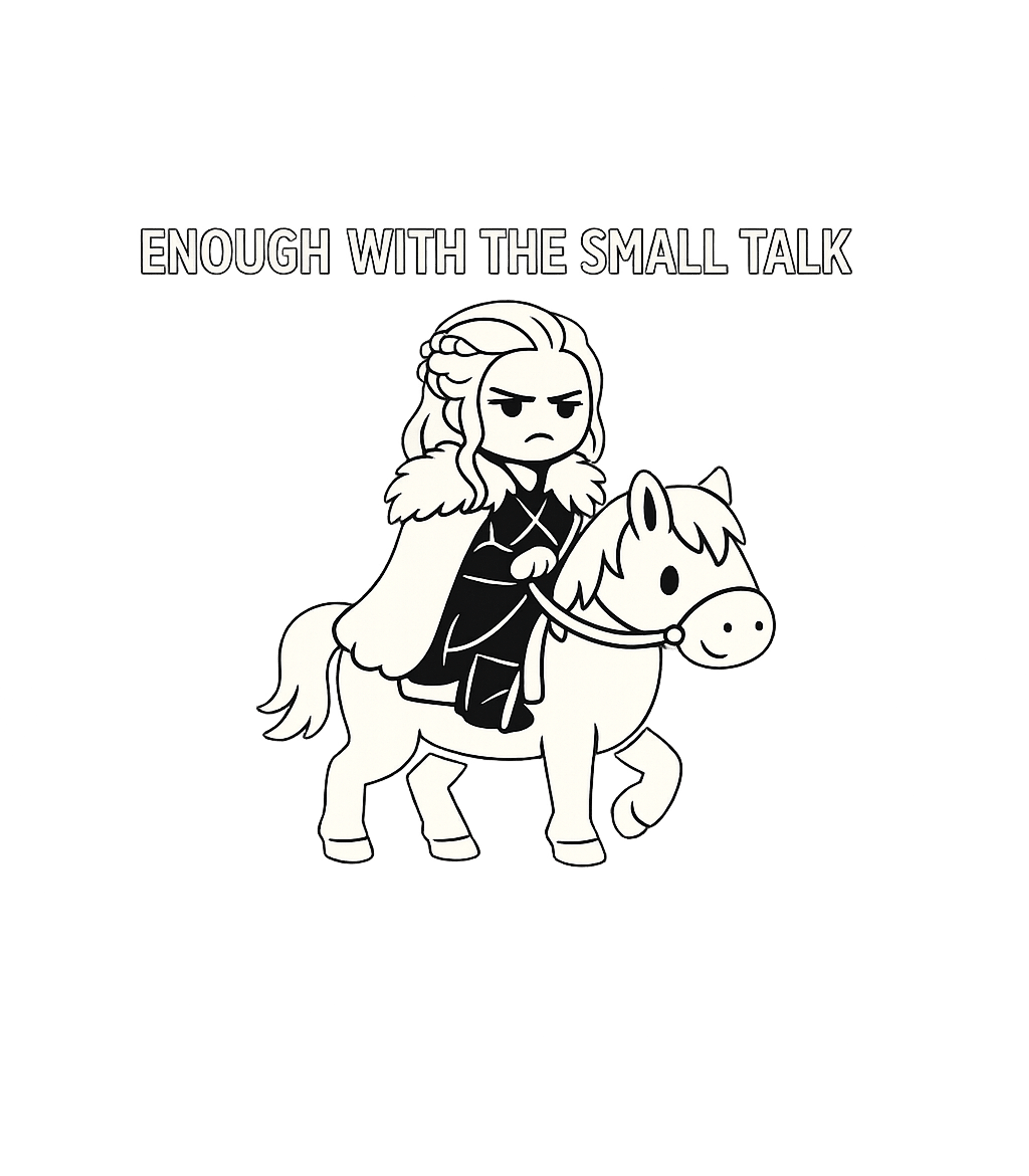 Enough Small Talk Sarcasm Crewneck Sweatshirt featuring This humorous chibi design features an impatient rider on a – designed by Geoff Brown @ SunFrog Enough Small Talk Sarcasm Crewneck Sweatshirt featuring This humorous chibi design features an impatient rider on a – designed by Geoff Brown @ SunFrog