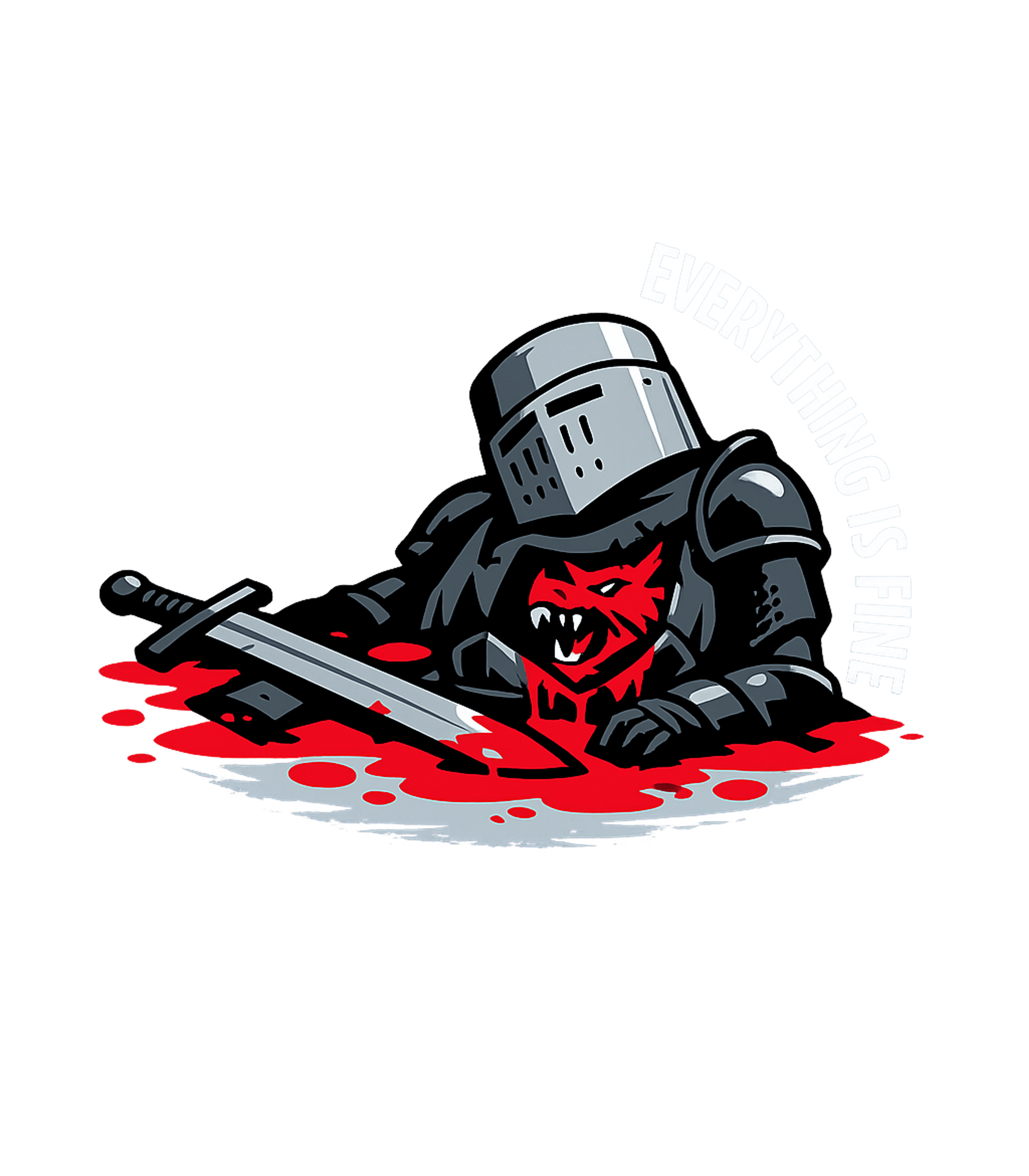 Everything Is Fine Knight Sarcasm Hooded Sweatshirt featuring Embrace dark humor with this graphic featuring a bloodied kn – designed by Geoff Brown @ SunFrog Everything Is Fine Knight Sarcasm Hooded Sweatshirt featuring Embrace dark humor with this graphic featuring a bloodied kn – designed by Geoff Brown @ SunFrog