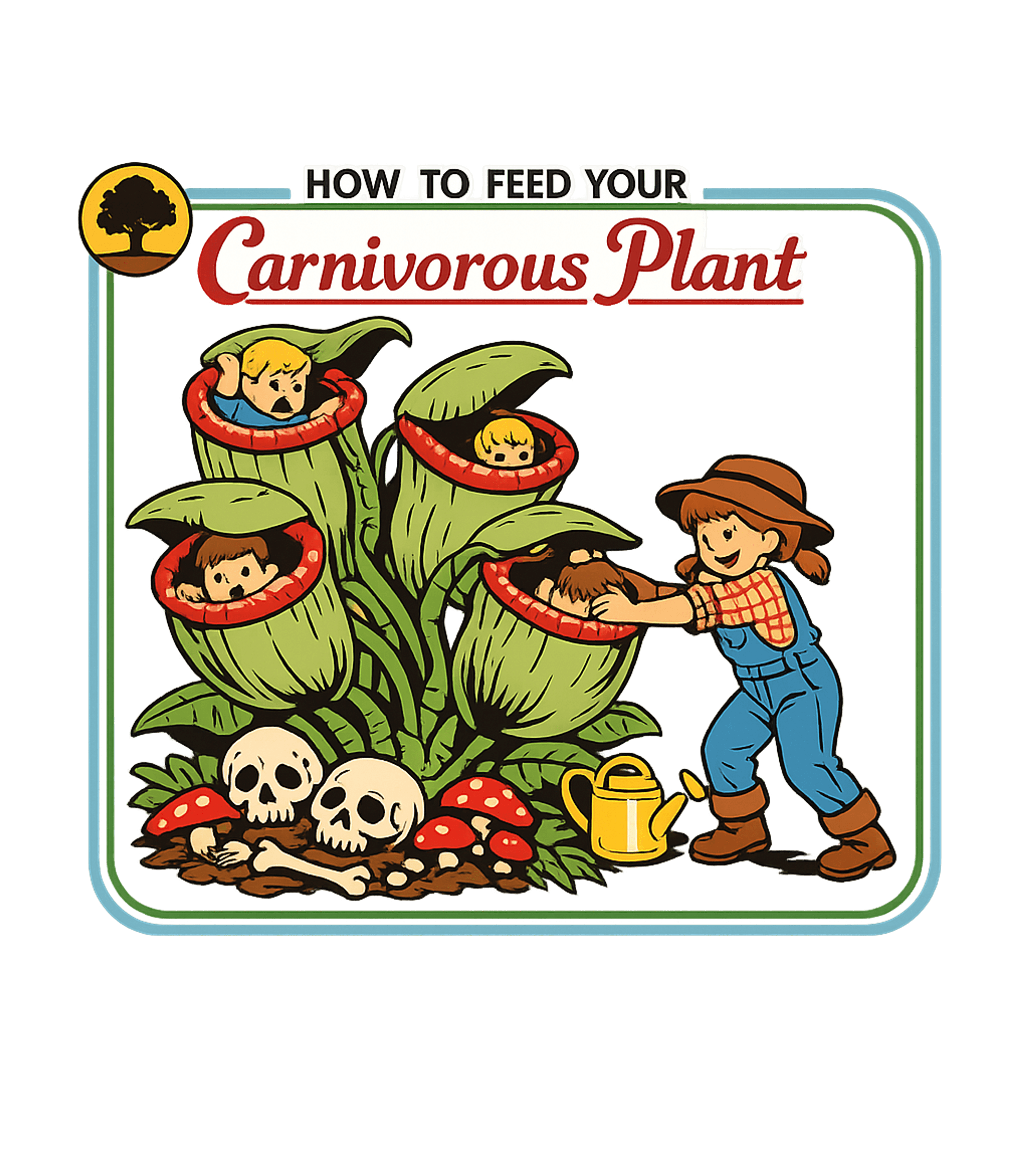 Feed Carnivorous Plant Sarcasm Premium T-Shirt featuring A darkly humorous retro guide on how to feed your carnivorou – designed by Geoff Brown @ SunFrog Feed Carnivorous Plant Sarcasm Premium T-Shirt featuring A darkly humorous retro guide on how to feed your carnivorou – designed by Geoff Brown @ SunFrog