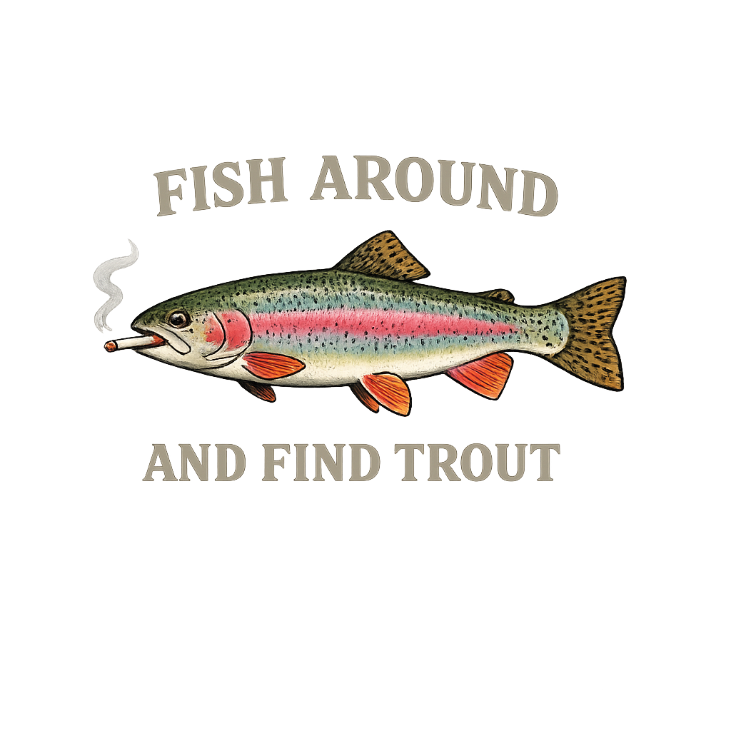 Fish Around Trout Fishing Hooded Sweatshirt featuring A humorous vintage-style graphic featuring a rainbow trout s – designed by Geoff Brown @ SunFrog Fish Around Trout Fishing Hooded Sweatshirt featuring A humorous vintage-style graphic featuring a rainbow trout s – designed by Geoff Brown @ SunFrog