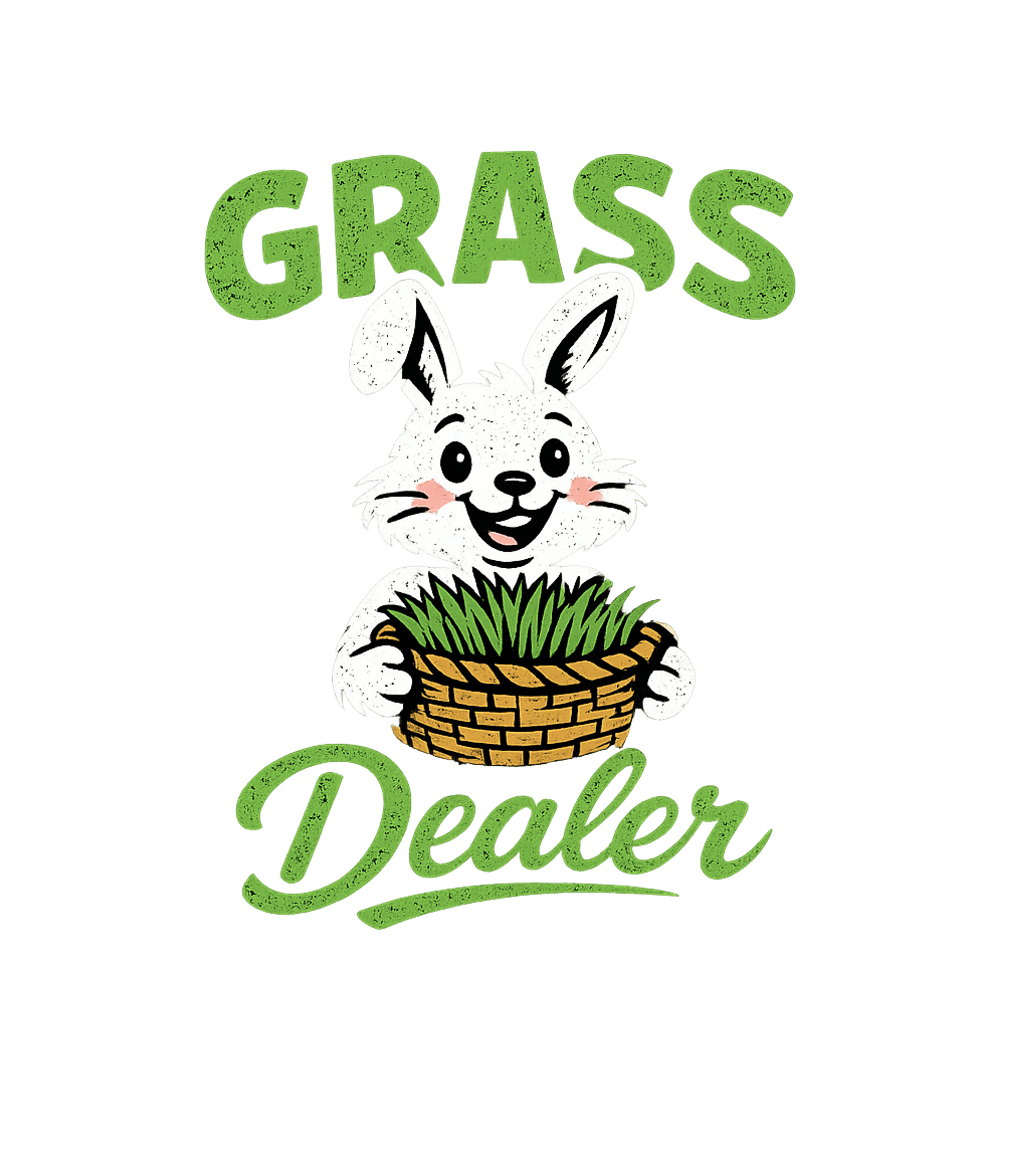 Funny Grass Dealer Meme Humor Sticker featuring This playful graphic features a happy bunny holding a basket – designed by Geoff Brown @ SunFrog Funny Grass Dealer Meme Humor Sticker featuring This playful graphic features a happy bunny holding a basket – designed by Geoff Brown @ SunFrog