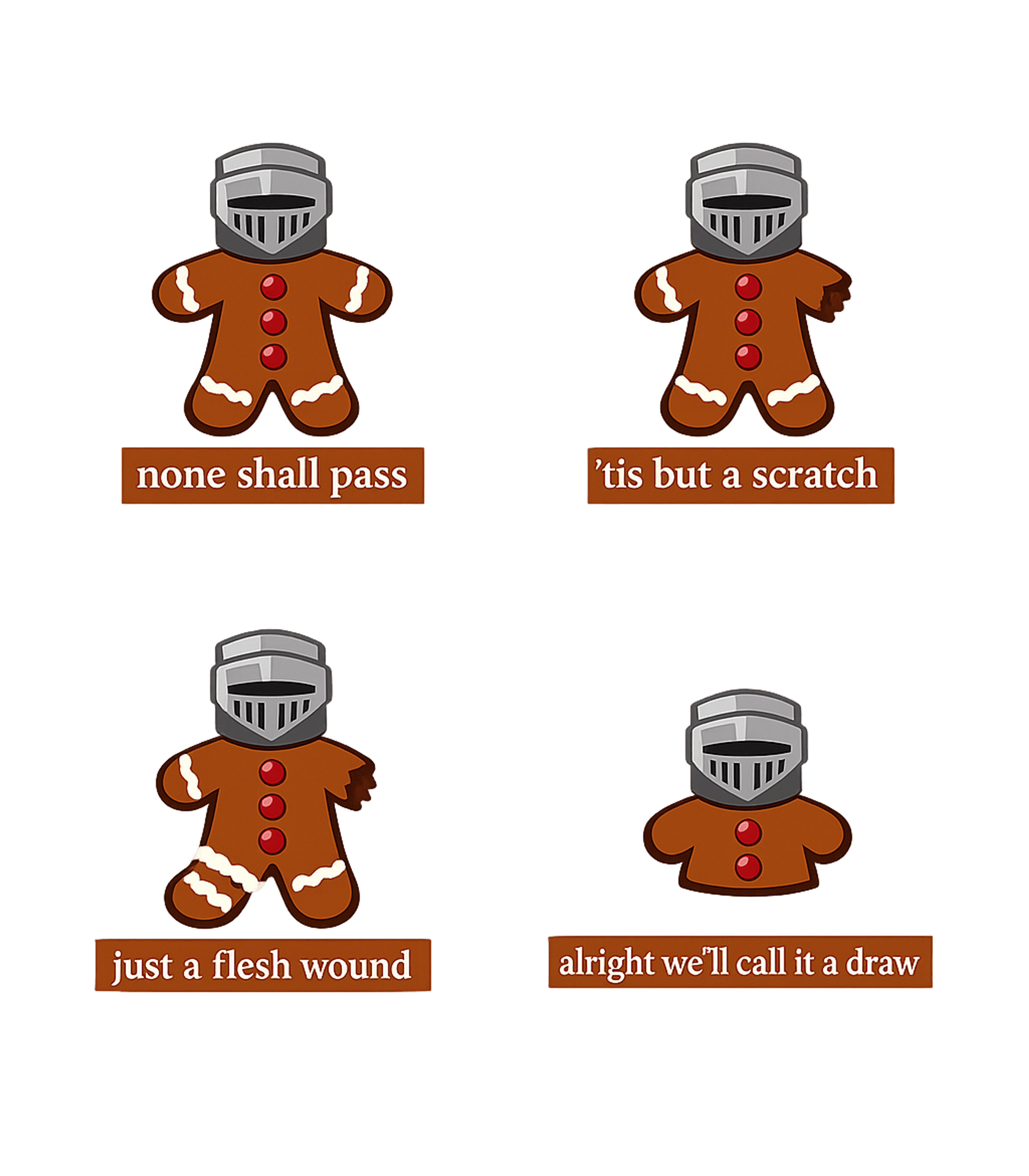 Gingerbread Black Knight Meme Humor Tank Top featuring This humorous t-shirt artwork features the iconic Black Knig – designed by Geoff Brown @ SunFrog Gingerbread Black Knight Meme Humor Tank Top featuring This humorous t-shirt artwork features the iconic Black Knig – designed by Geoff Brown @ SunFrog