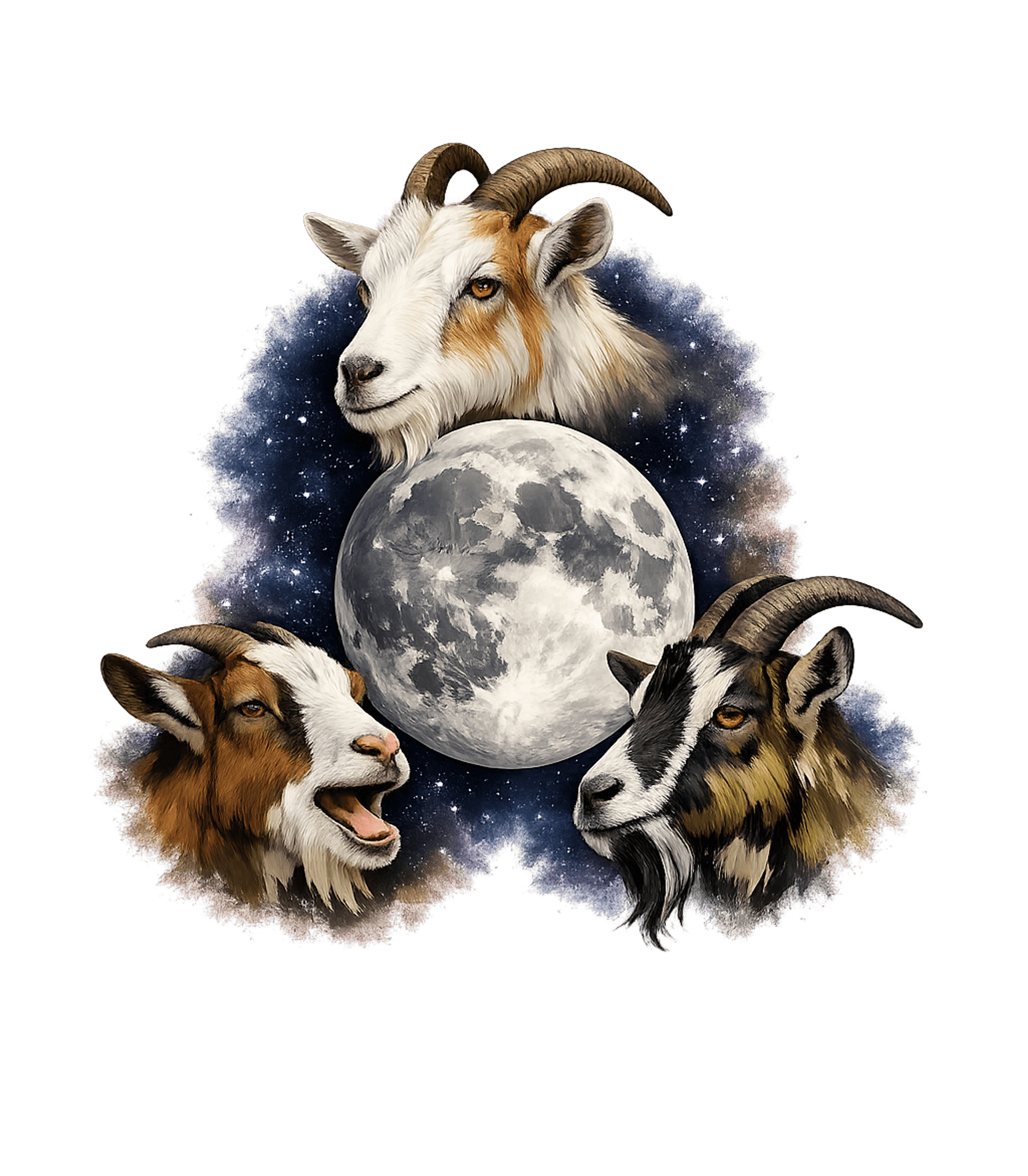 Goats and Moon Farm Animals Premium T-Shirt featuring Showcasing three detailed goats around a mystical full moon – designed by Geoff Brown @ SunFrog Goats and Moon Farm Animals Premium T-Shirt featuring Showcasing three detailed goats around a mystical full moon – designed by Geoff Brown @ SunFrog