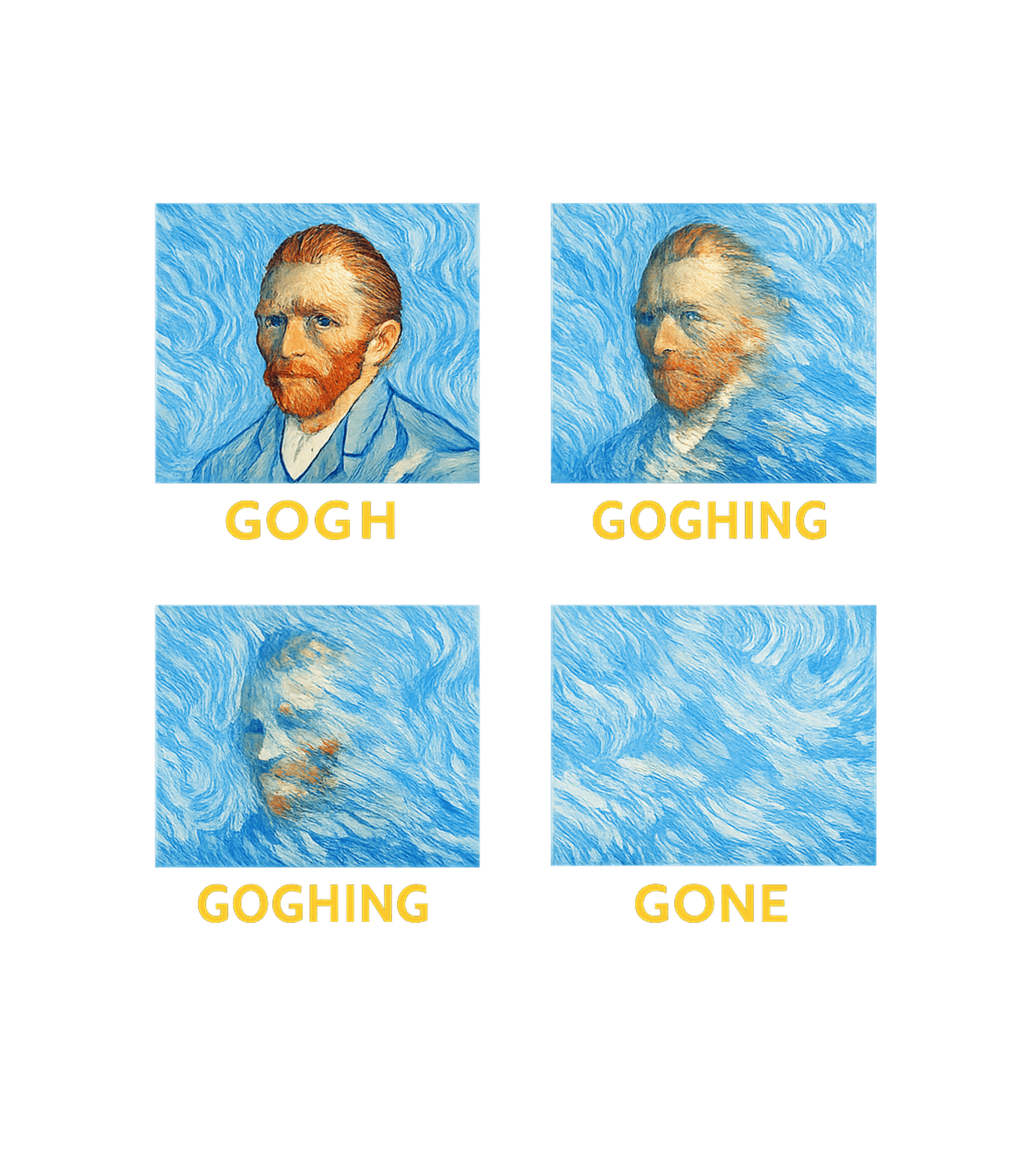 Gogh Going Gone Pun Meme Humor Premium T-Shirt featuring This clever graphic features a four-panel sequence of Vincen – designed by Geoff Brown @ SunFrog Gogh Going Gone Pun Meme Humor Premium T-Shirt featuring This clever graphic features a four-panel sequence of Vincen – designed by Geoff Brown @ SunFrog