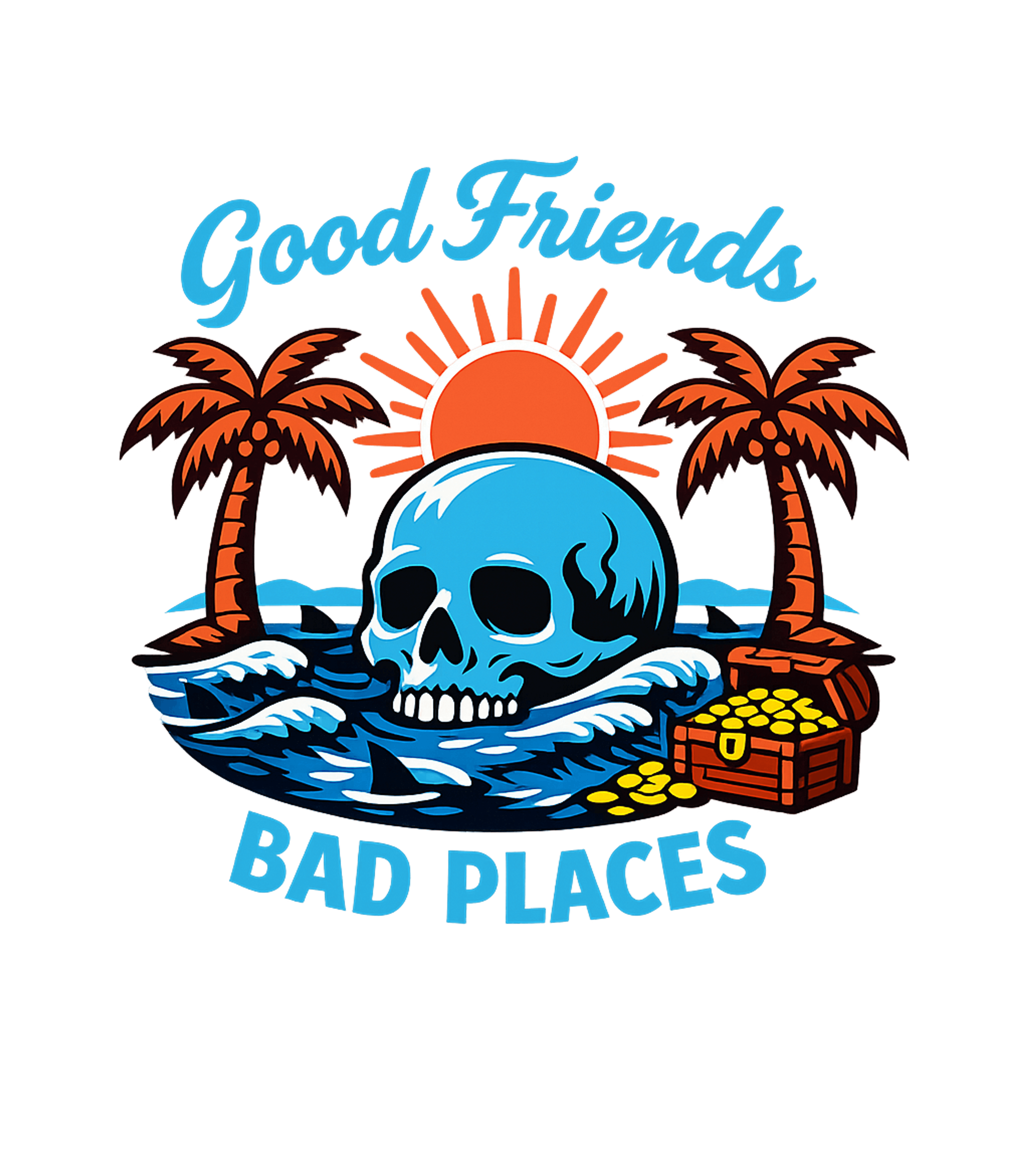 Good Friends Bad Places Travel Hooded Sweatshirt featuring This vibrant graphic tee features a skull on a tropical isla – designed by Geoff Brown @ SunFrog Good Friends Bad Places Travel Hooded Sweatshirt featuring This vibrant graphic tee features a skull on a tropical isla – designed by Geoff Brown @ SunFrog