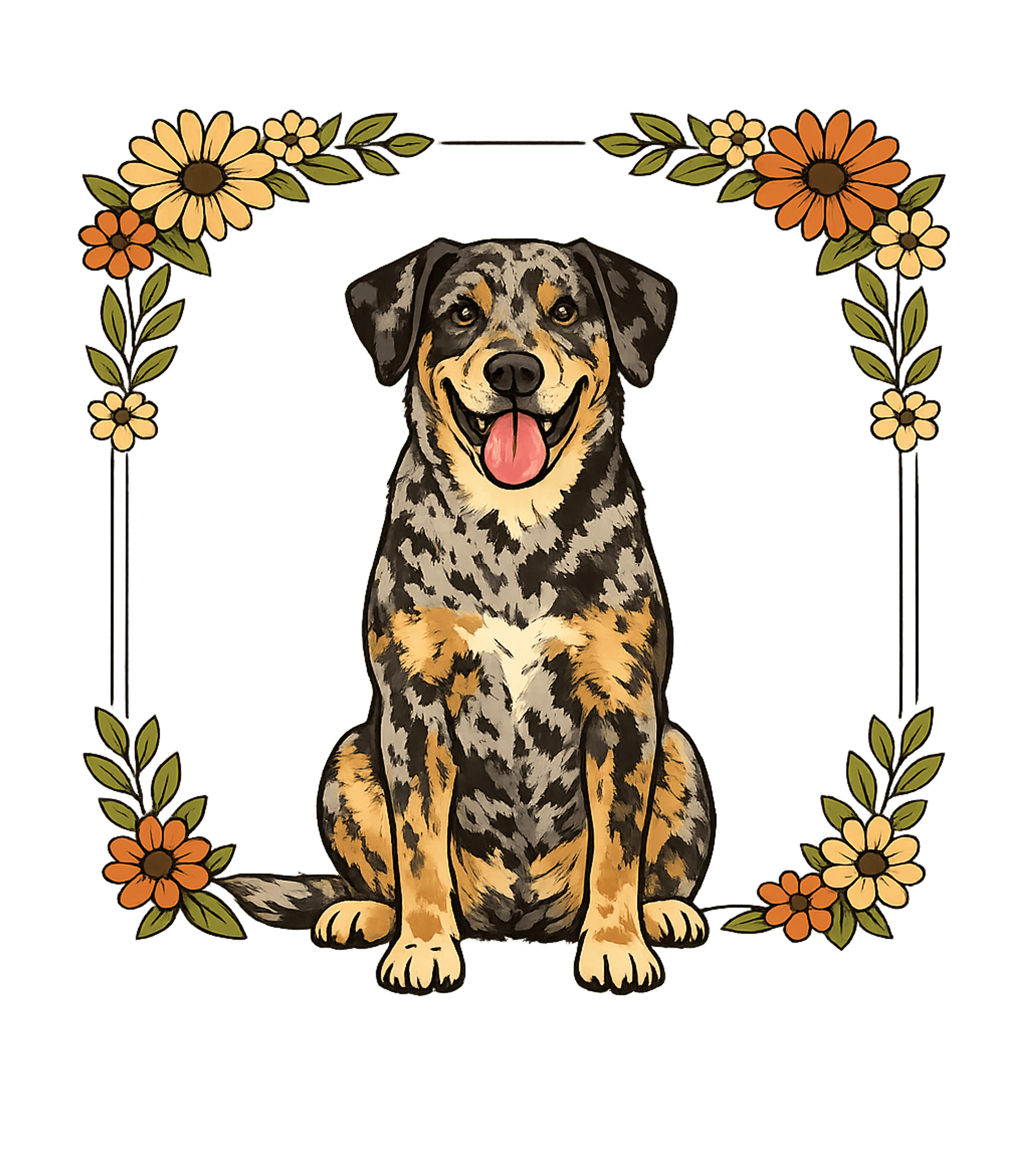 Happy Floral Dog Dogs Hooded Sweatshirt featuring This charming graphic features a happy, smiling dog with a b – designed by Geoff Brown @ SunFrog Happy Floral Dog Dogs Hooded Sweatshirt featuring This charming graphic features a happy, smiling dog with a b – designed by Geoff Brown @ SunFrog