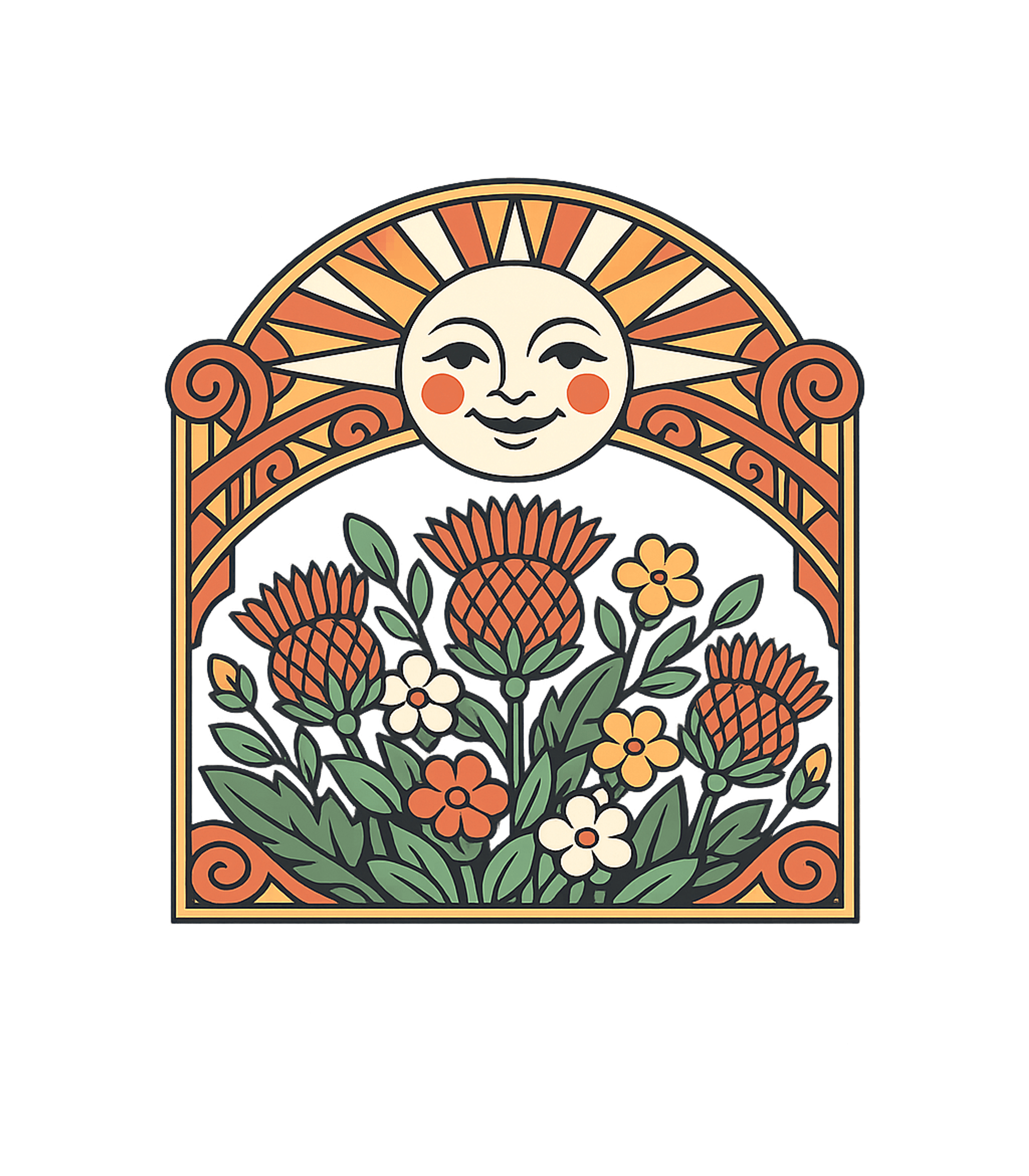 Happy Sun Thistle Garden Hiking Premium T-Shirt featuring This whimsical Art Nouveau inspired design features a smilin – designed by Geoff Brown @ SunFrog Happy Sun Thistle Garden Hiking Premium T-Shirt featuring This whimsical Art Nouveau inspired design features a smilin – designed by Geoff Brown @ SunFrog