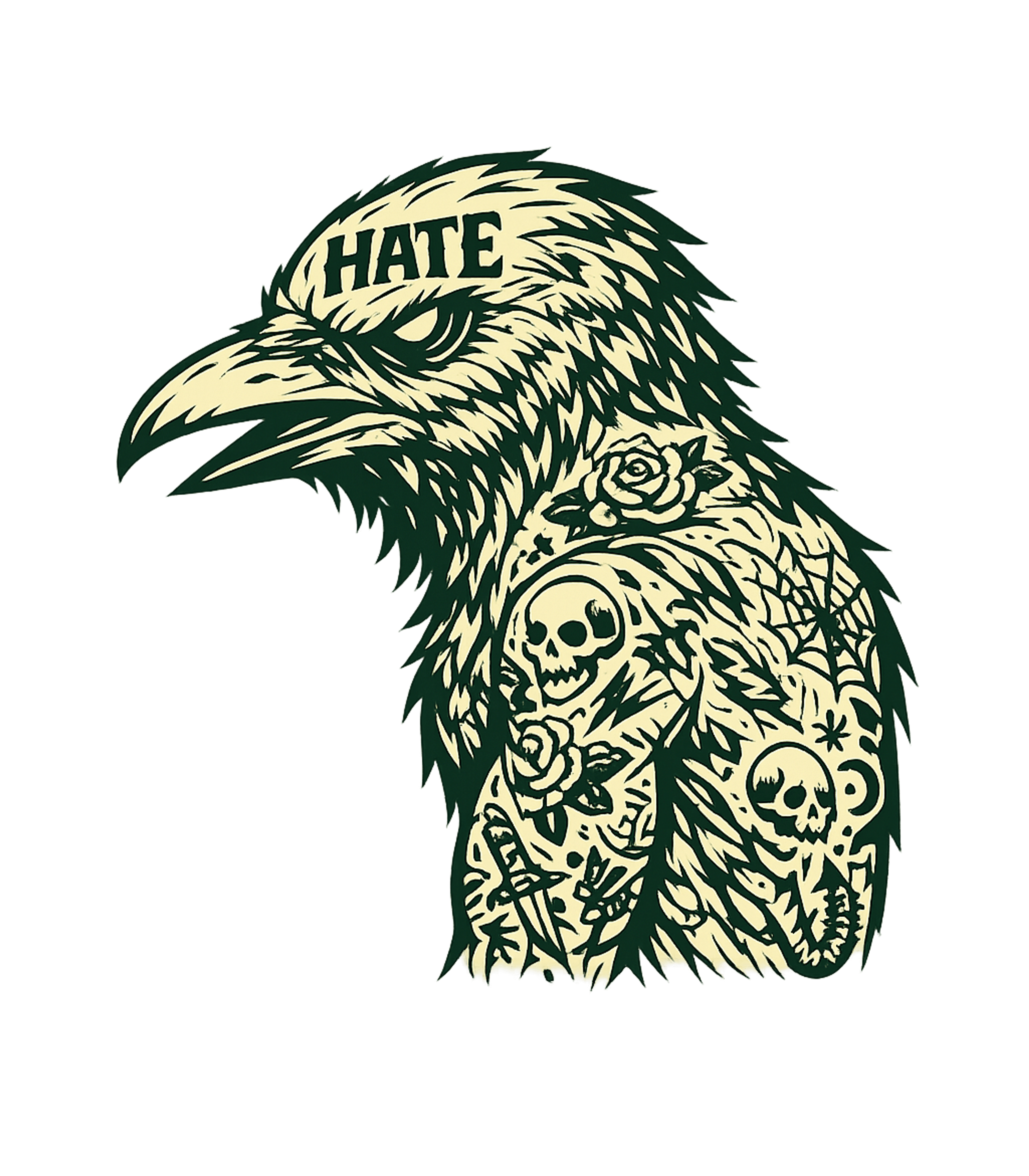 Hate Raven Tattoo Wildlife Crewneck Sweatshirt featuring Embrace your rebellious spirit with this edgy raven artwork, – designed by Geoff Brown @ SunFrog Hate Raven Tattoo Wildlife Crewneck Sweatshirt featuring Embrace your rebellious spirit with this edgy raven artwork, – designed by Geoff Brown @ SunFrog