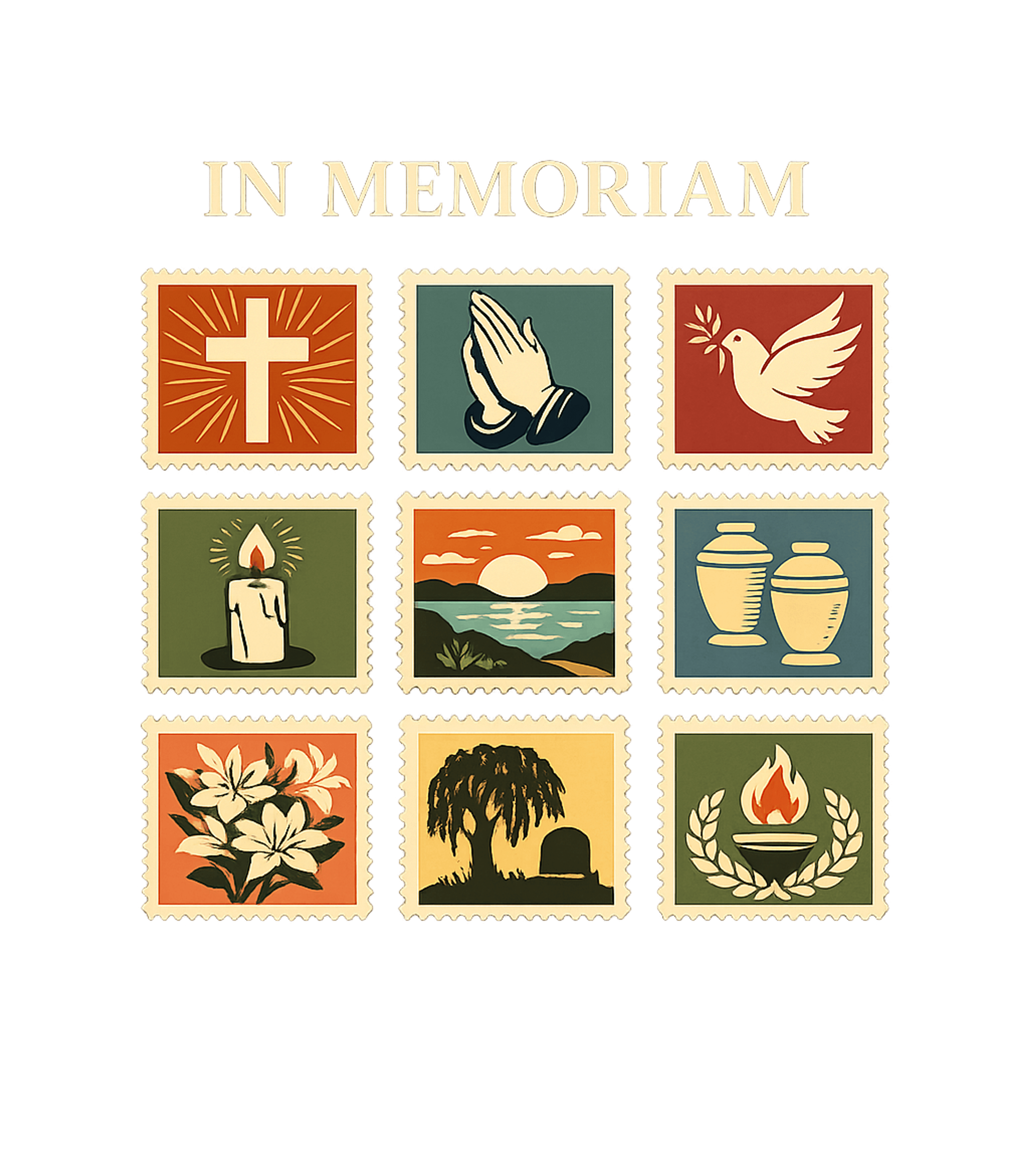 In Memoriam Tribute Christian Faith Crewneck Sweatshirt featuring This artwork features a collection of vintage-style stamps, – designed by Geoff Brown @ SunFrog In Memoriam Tribute Christian Faith Crewneck Sweatshirt featuring This artwork features a collection of vintage-style stamps, – designed by Geoff Brown @ SunFrog