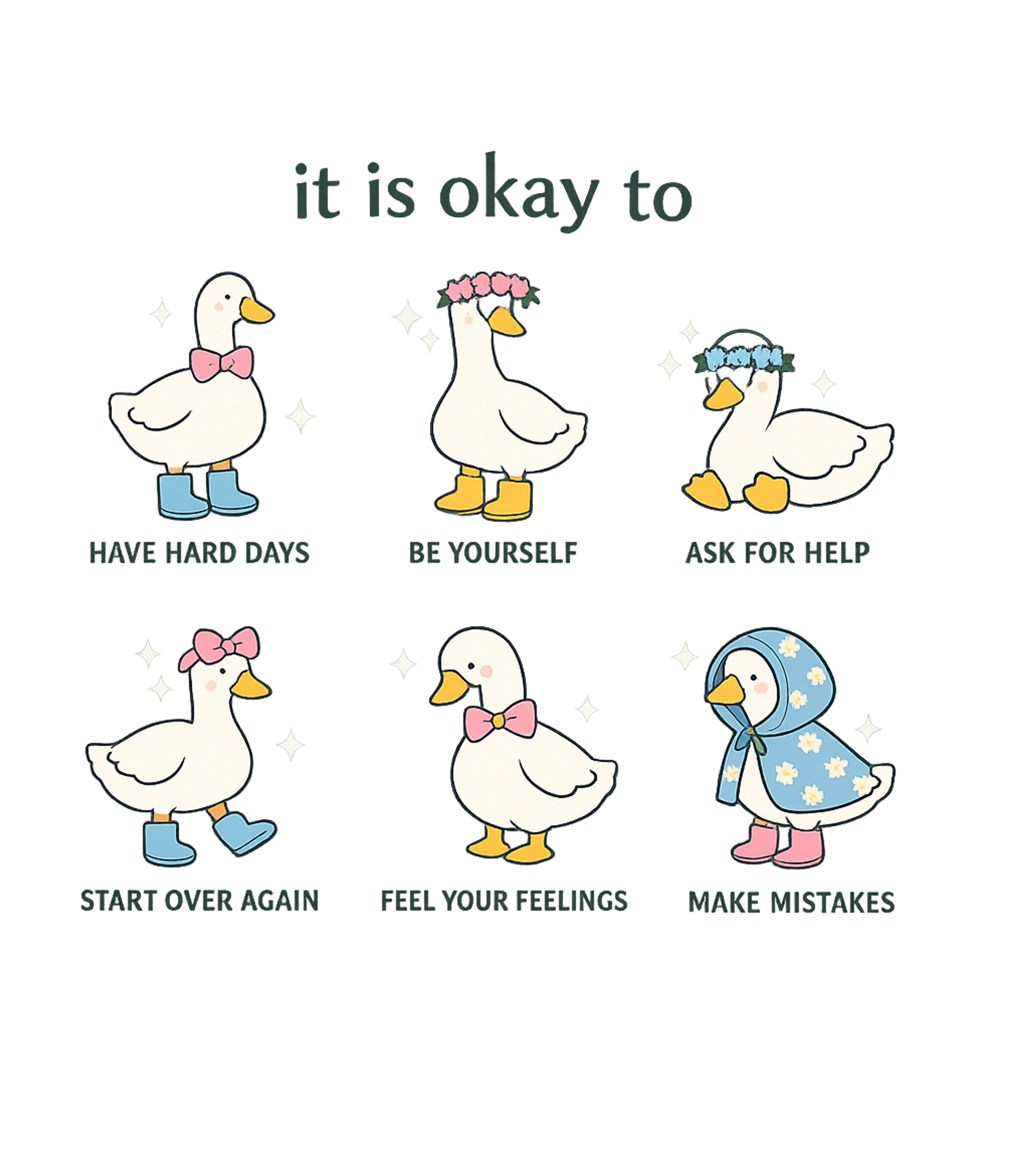 It Is Okay Ducks Inspirational Messages Hooded Sweatshirt featuring This charming t-shirt features adorable cartoon ducks illust – designed by Geoff Brown @ SunFrog It Is Okay Ducks Inspirational Messages Hooded Sweatshirt featuring This charming t-shirt features adorable cartoon ducks illust – designed by Geoff Brown @ SunFrog