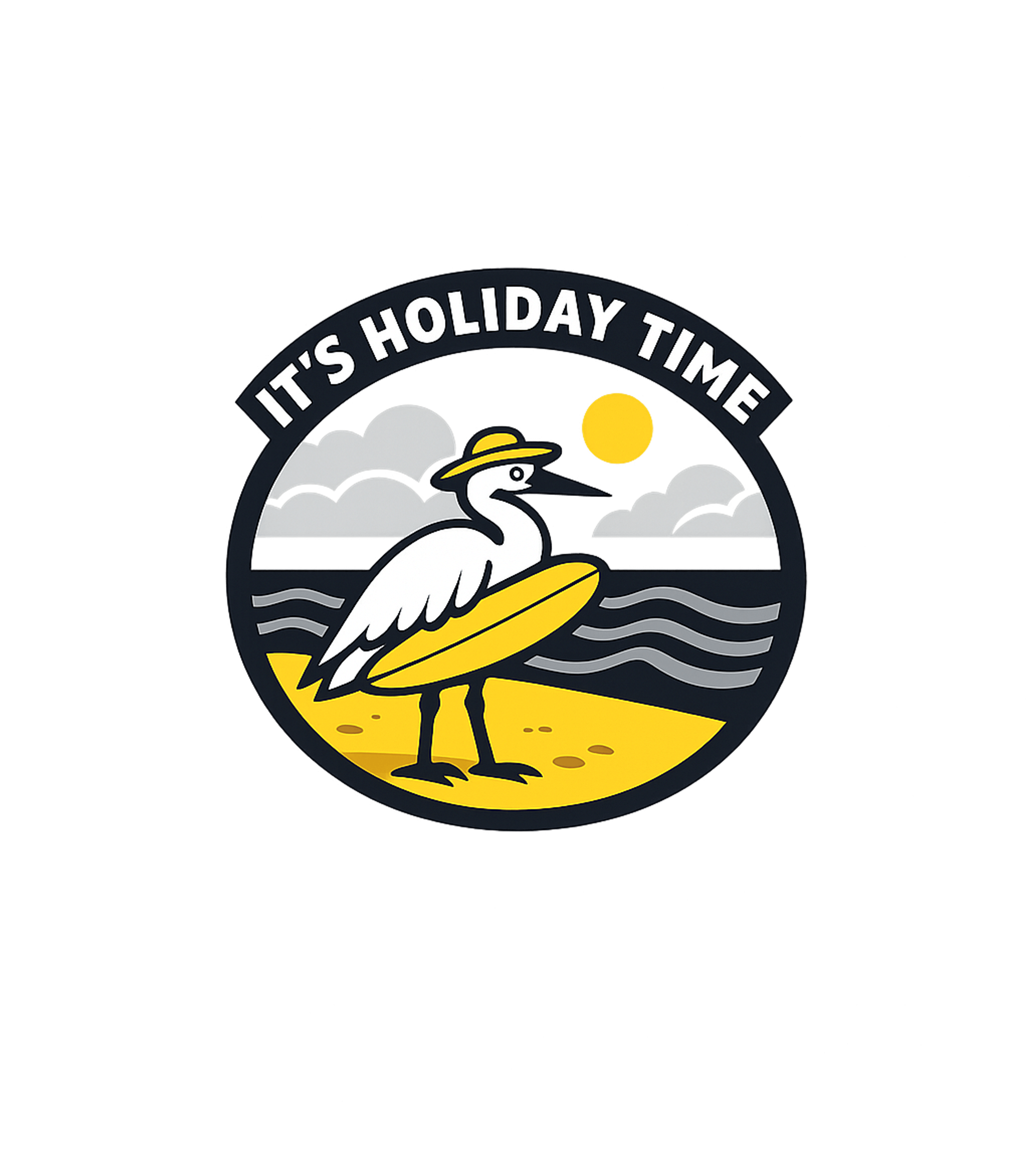 It's Holiday Time Travel Premium T-Shirt featuring This playful graphic features a stylish heron in a straw hat – designed by Geoff Brown @ SunFrog It's Holiday Time Travel Premium T-Shirt featuring This playful graphic features a stylish heron in a straw hat – designed by Geoff Brown @ SunFrog