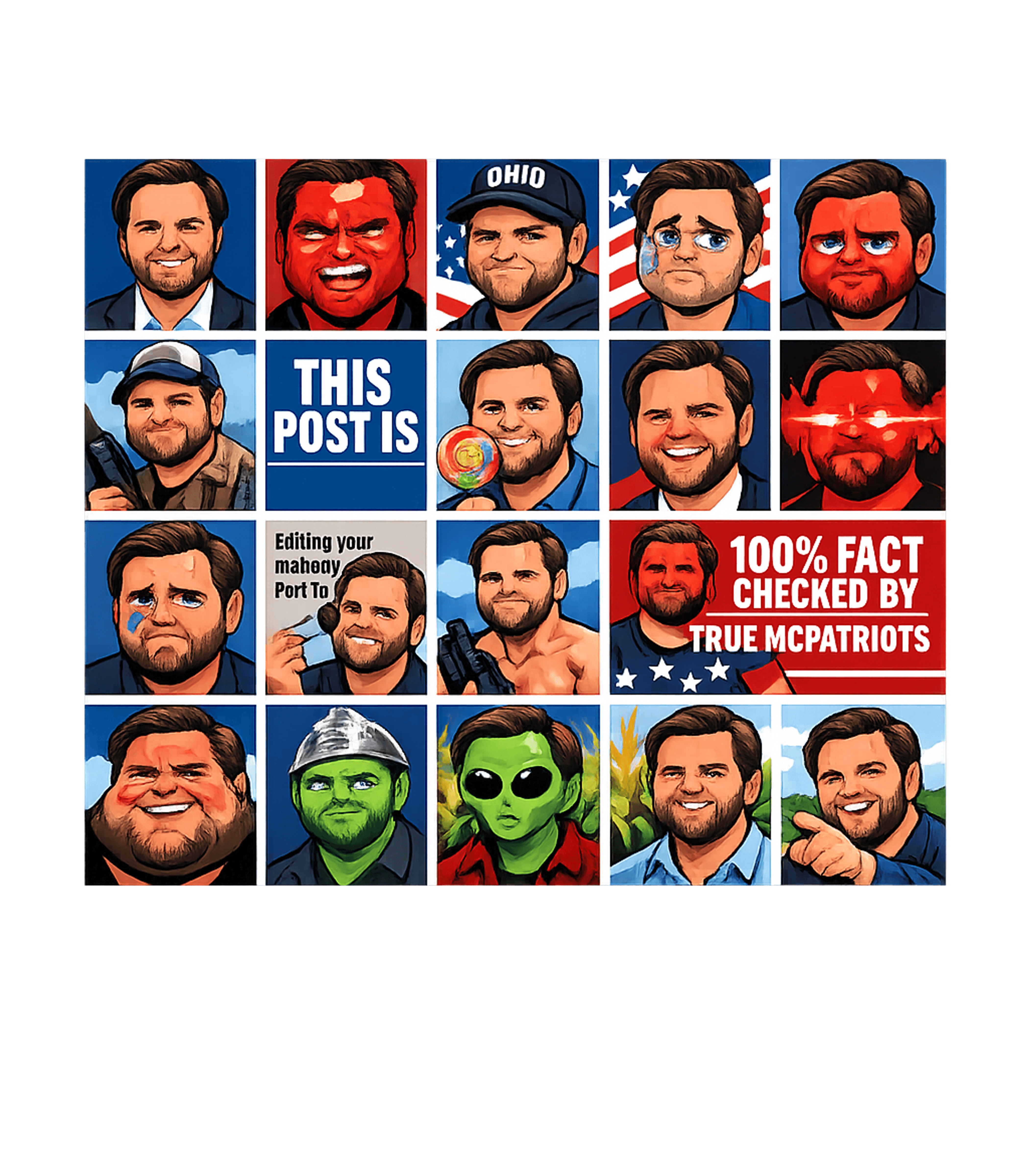 J.D. Vance Meme Grid Meme Humor Sticker featuring Showcase your internet culture savvy with this humorous grid – designed by Geoff Brown @ SunFrog J.D. Vance Meme Grid Meme Humor Sticker featuring Showcase your internet culture savvy with this humorous grid – designed by Geoff Brown @ SunFrog