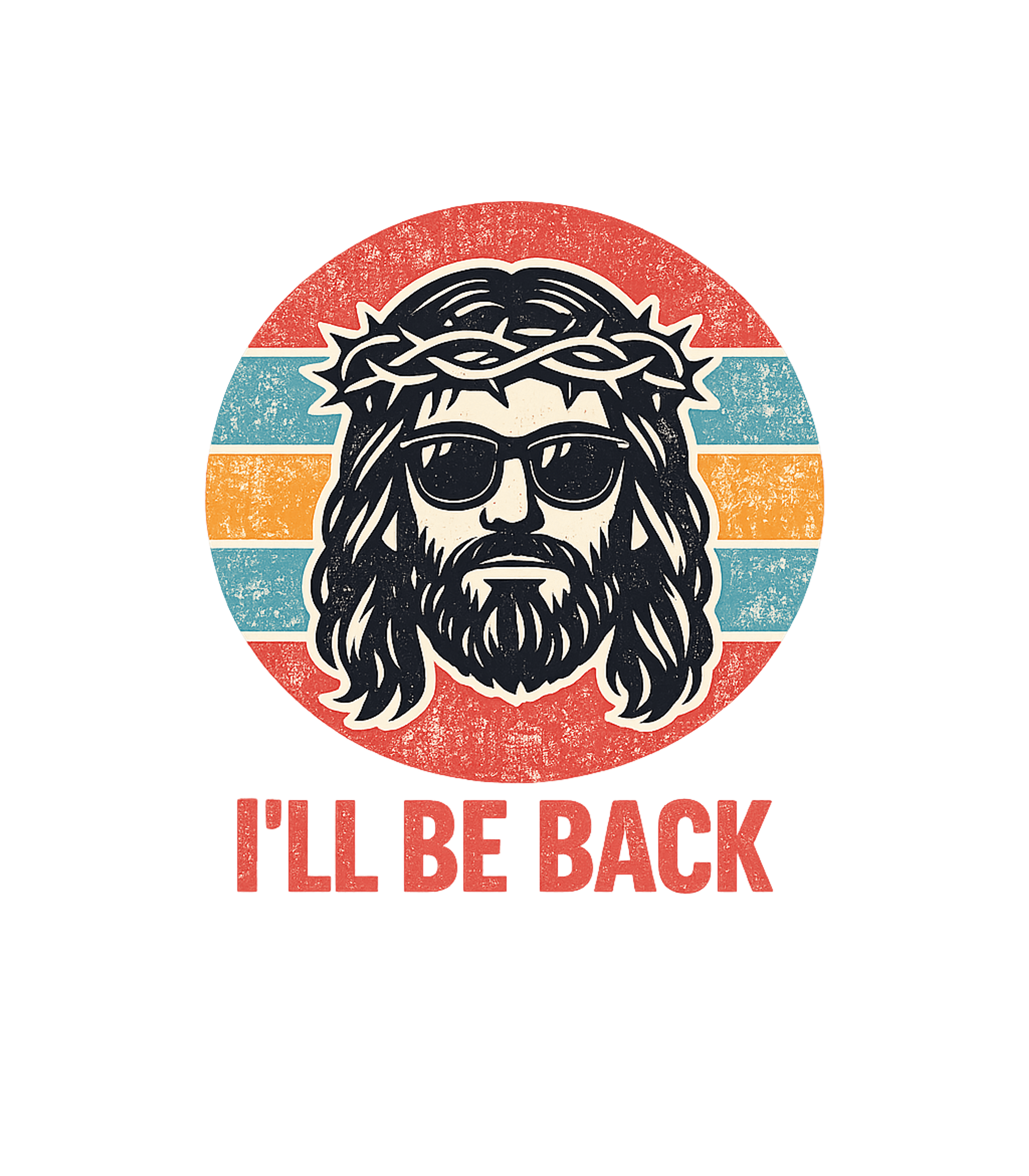 Jesus I'll Be Back Church Humor Sticker featuring Show your faith with a cool, retro twist – designed by Geoff Brown @ SunFrog Jesus I'll Be Back Church Humor Sticker featuring Show your faith with a cool, retro twist – designed by Geoff Brown @ SunFrog