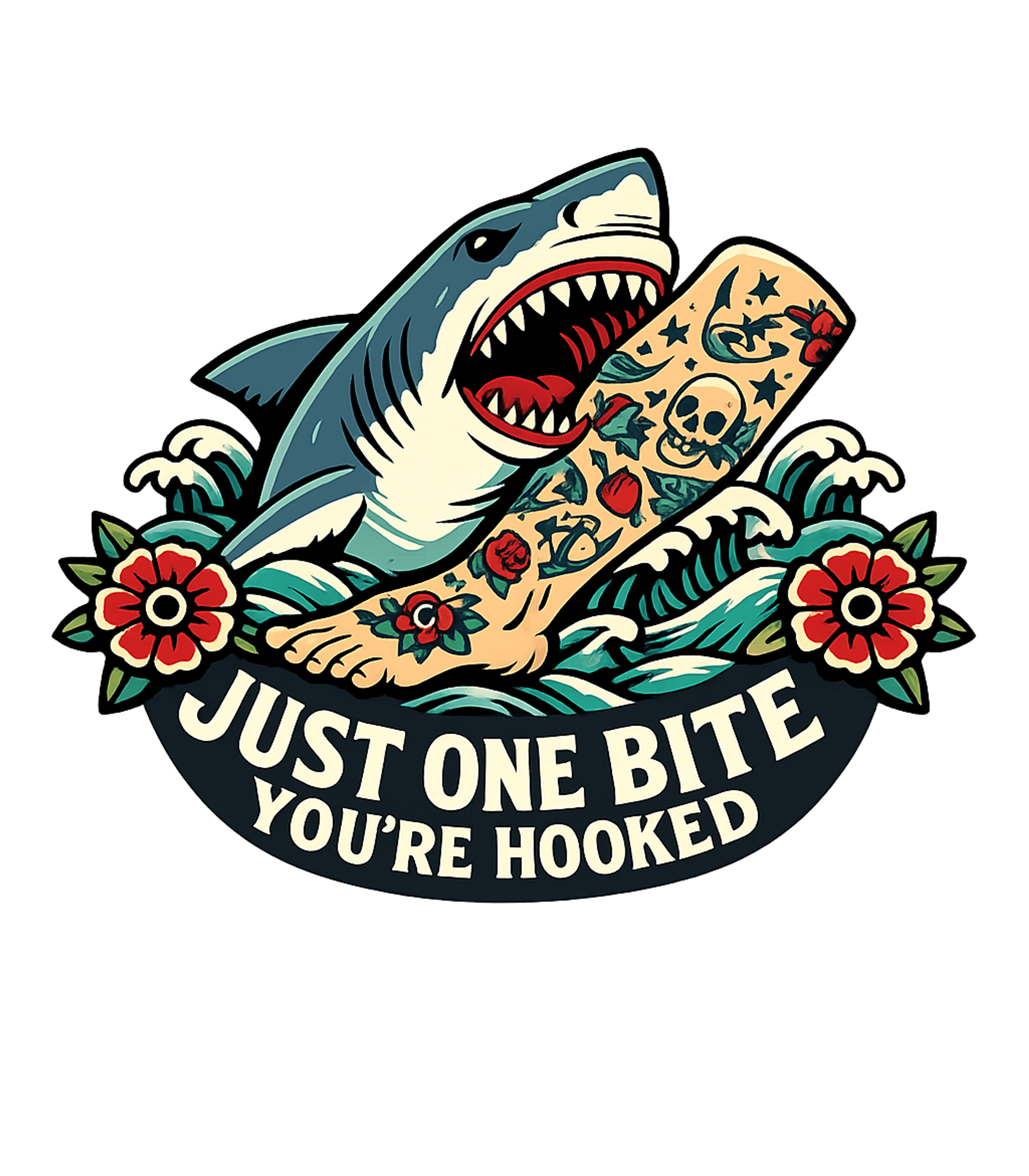Just One Bite Hooked Fishing Premium T-Shirt featuring Dive into style with this bold graphic featuring a shark bit – designed by Geoff Brown @ SunFrog Just One Bite Hooked Fishing Premium T-Shirt featuring Dive into style with this bold graphic featuring a shark bit – designed by Geoff Brown @ SunFrog
