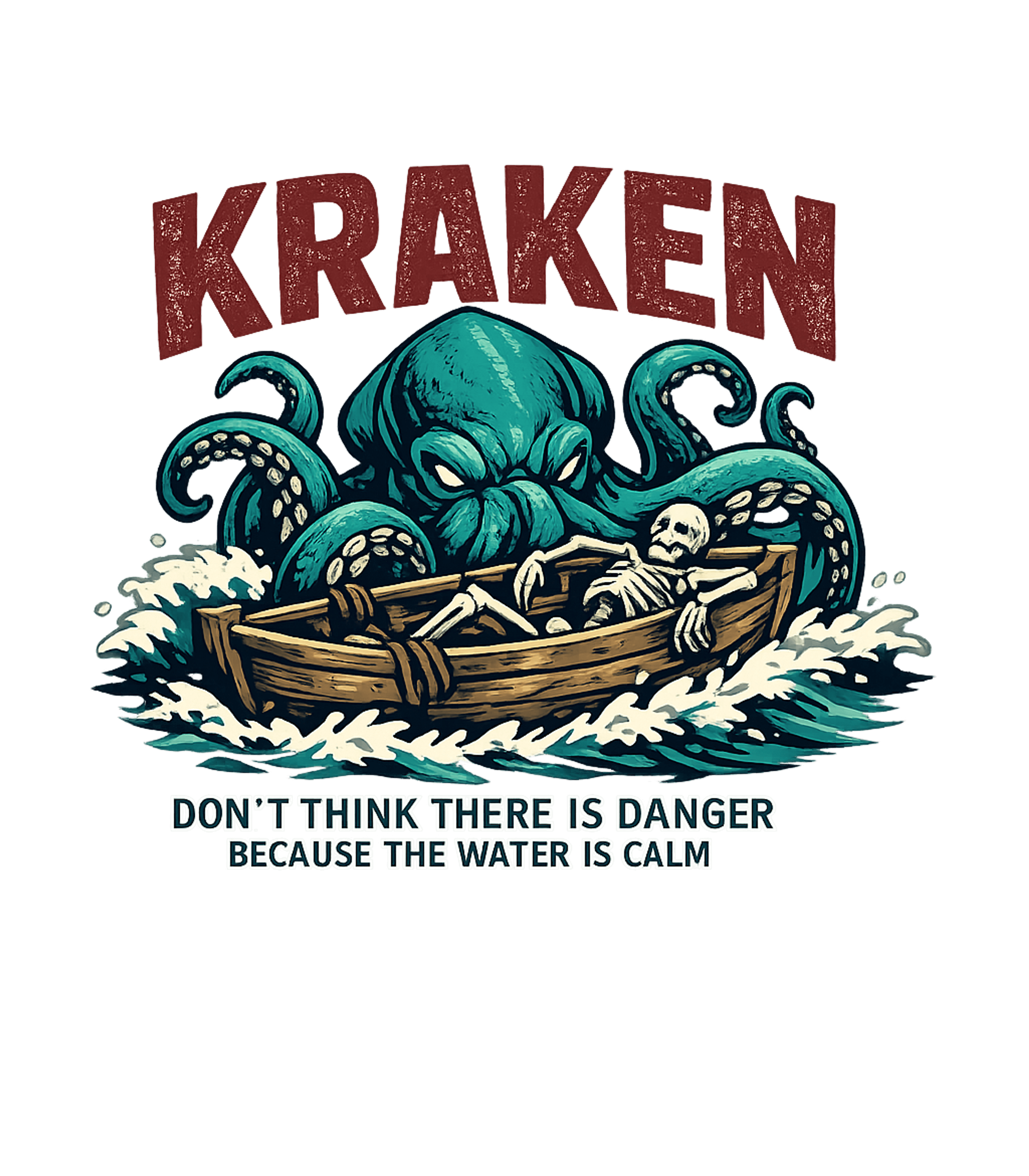 Kraken Calm Waters Boating Premium T-Shirt featuring This unique t-shirt artwork features a menacing Kraken lurki – designed by Geoff Brown @ SunFrog Kraken Calm Waters Boating Premium T-Shirt featuring This unique t-shirt artwork features a menacing Kraken lurki – designed by Geoff Brown @ SunFrog