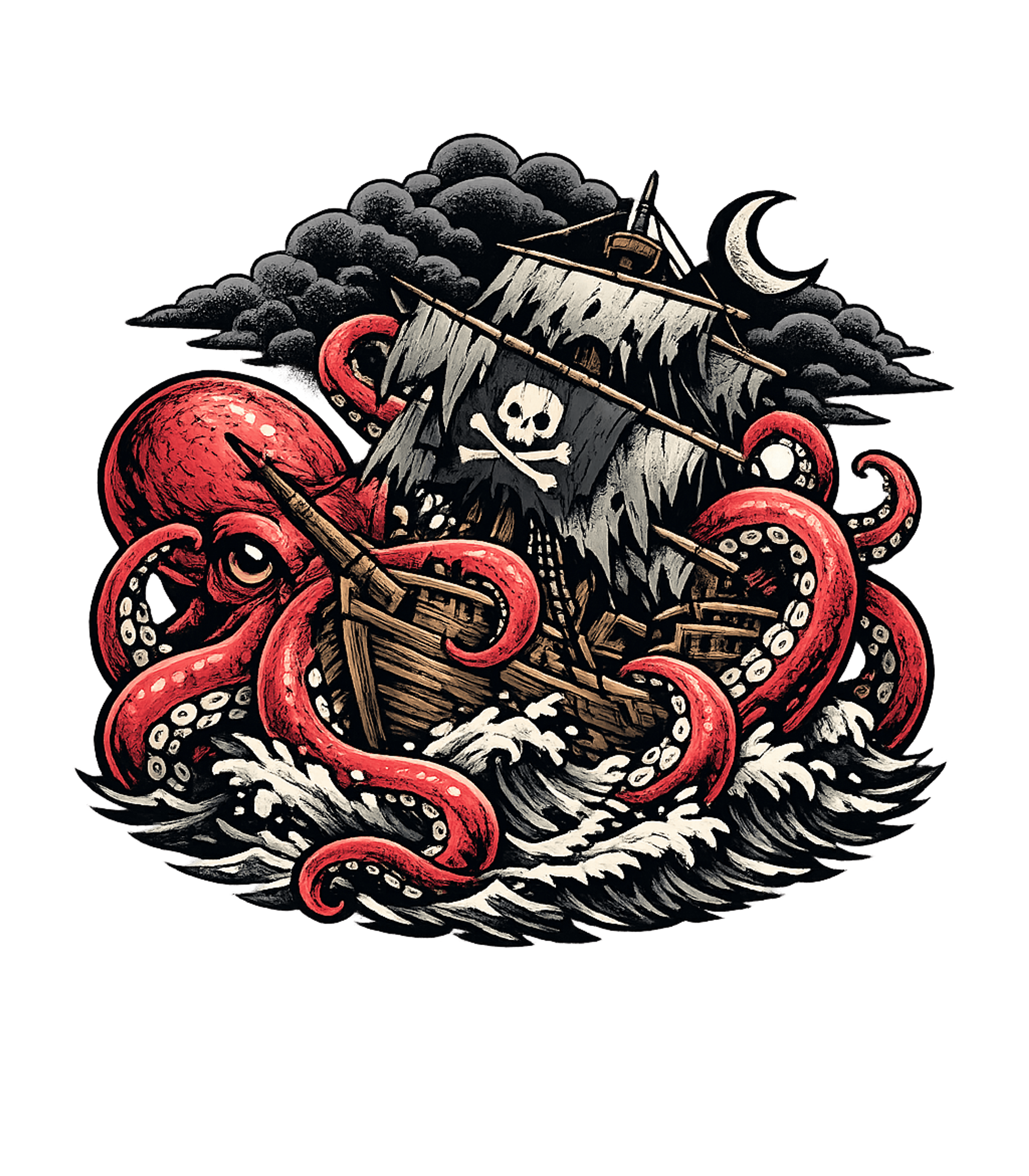 Kraken Pirate Ship Attack Boating Hooded Sweatshirt featuring Embrace epic sea adventures with this dramatic t-shirt featu – designed by Geoff Brown @ SunFrog Kraken Pirate Ship Attack Boating Hooded Sweatshirt featuring Embrace epic sea adventures with this dramatic t-shirt featu – designed by Geoff Brown @ SunFrog