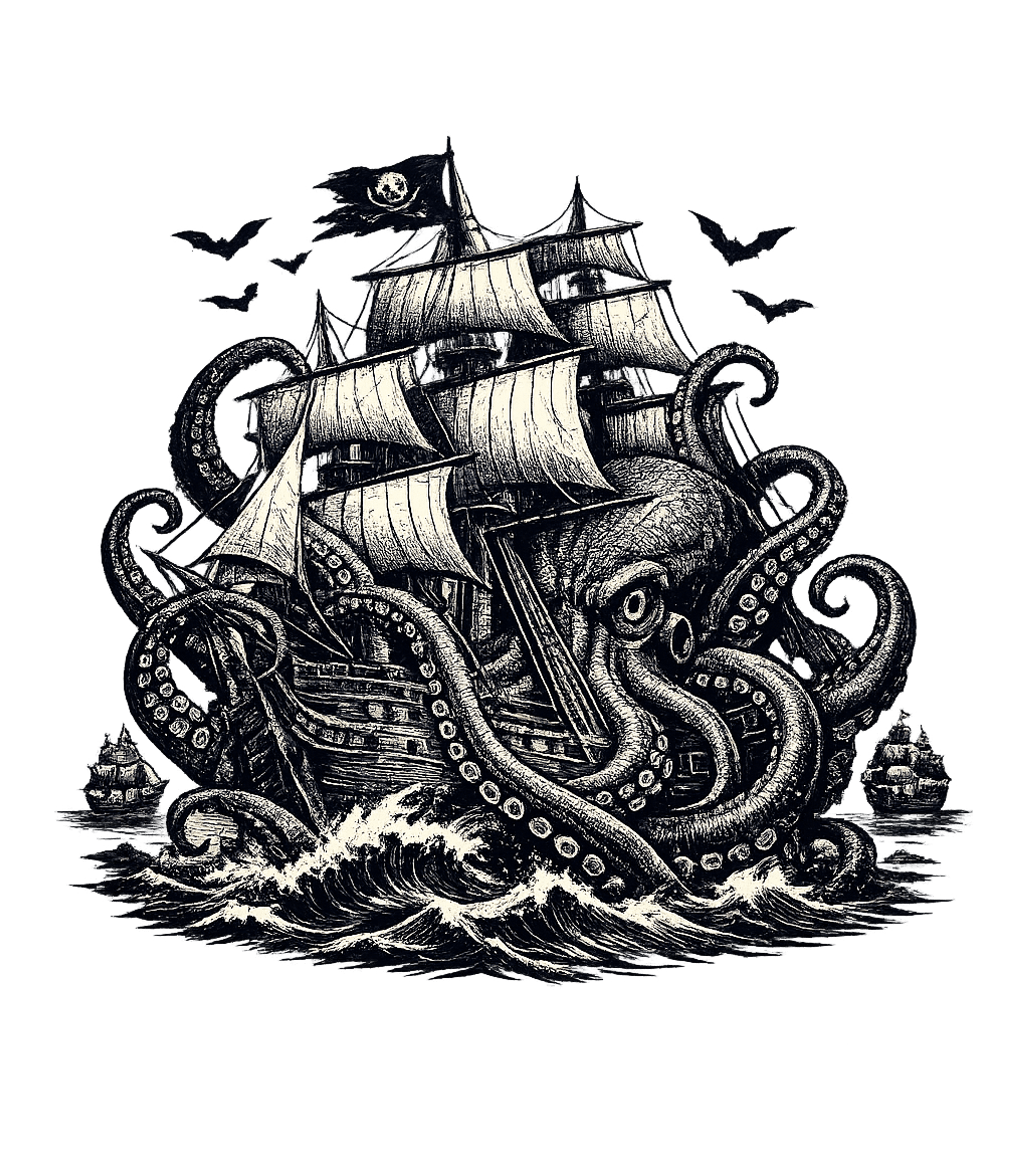 Kraken Pirate Ship Battle Boating Premium T-Shirt featuring Dive into a dramatic scene of maritime myth with this striki – designed by Geoff Brown @ SunFrog Kraken Pirate Ship Battle Boating Premium T-Shirt featuring Dive into a dramatic scene of maritime myth with this striki – designed by Geoff Brown @ SunFrog