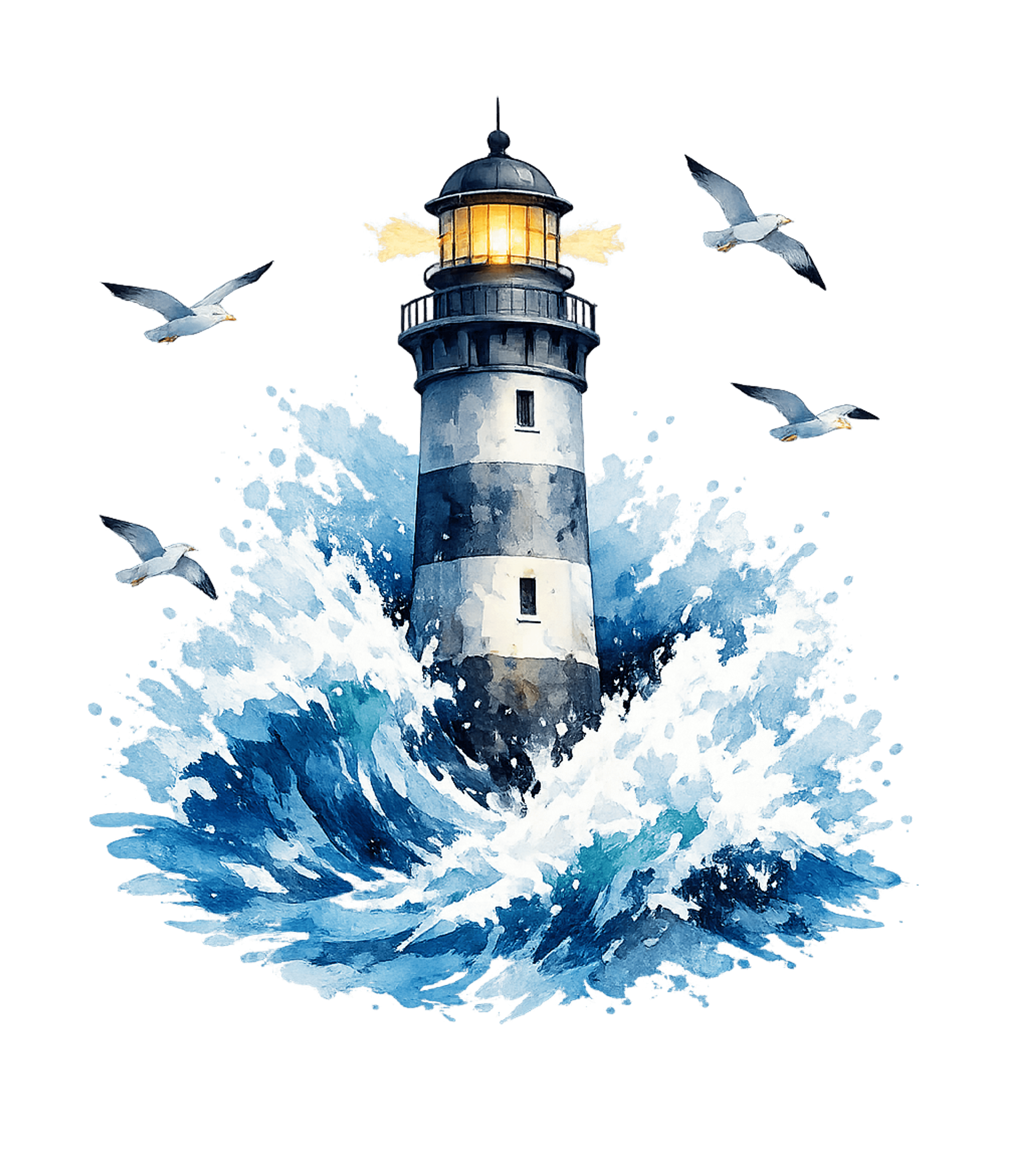 Lighthouse and Waves Boating Premium T-Shirt featuring A vibrant watercolor artwork depicting a majestic lighthouse – designed by Geoff Brown @ SunFrog Lighthouse and Waves Boating Premium T-Shirt featuring A vibrant watercolor artwork depicting a majestic lighthouse – designed by Geoff Brown @ SunFrog