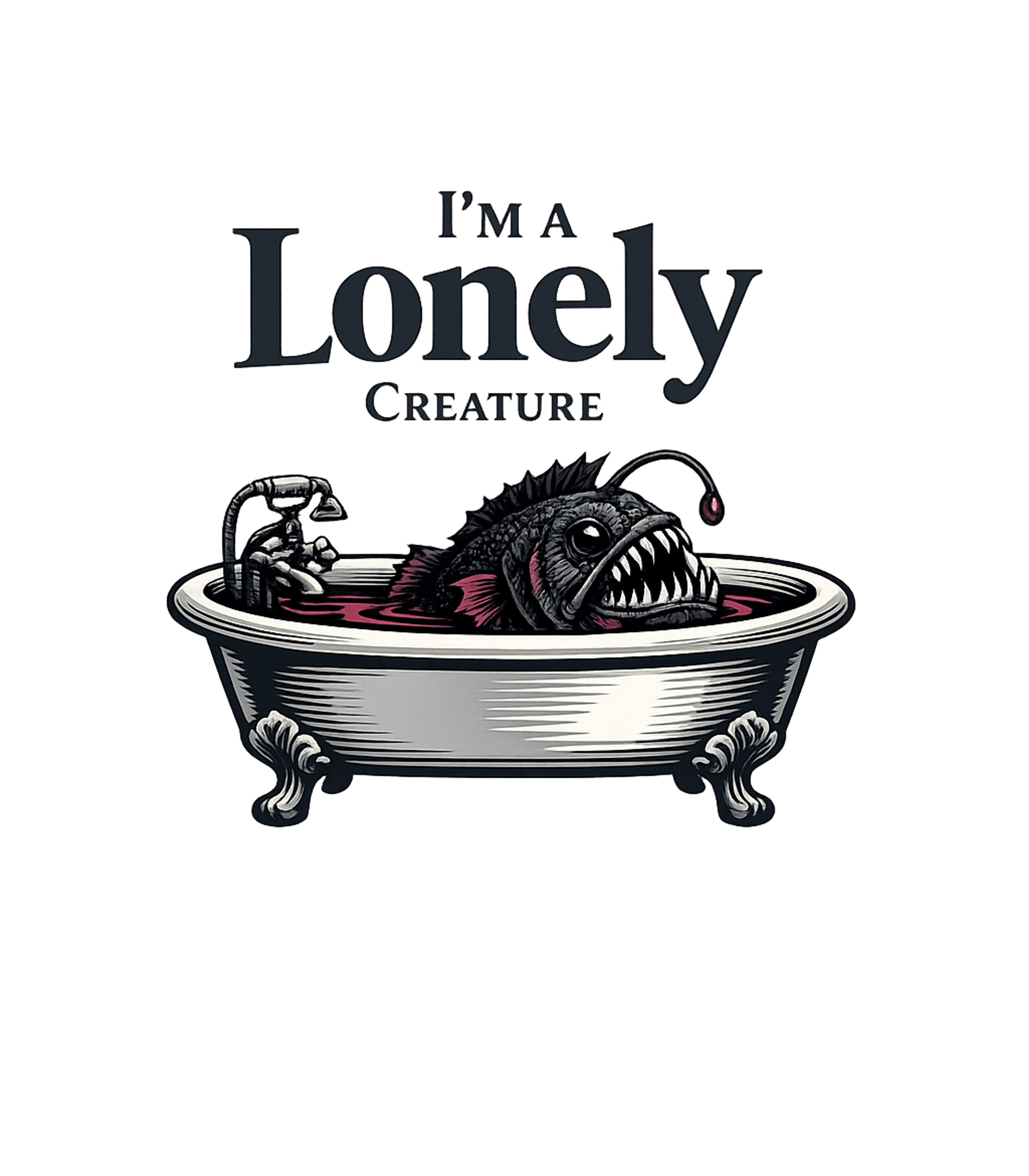 Lonely Anglerfish Bathtub Wildlife Premium T-Shirt featuring Embrace your solitary side with this unique graphic featurin – designed by Geoff Brown @ SunFrog Lonely Anglerfish Bathtub Wildlife Premium T-Shirt featuring Embrace your solitary side with this unique graphic featurin – designed by Geoff Brown @ SunFrog