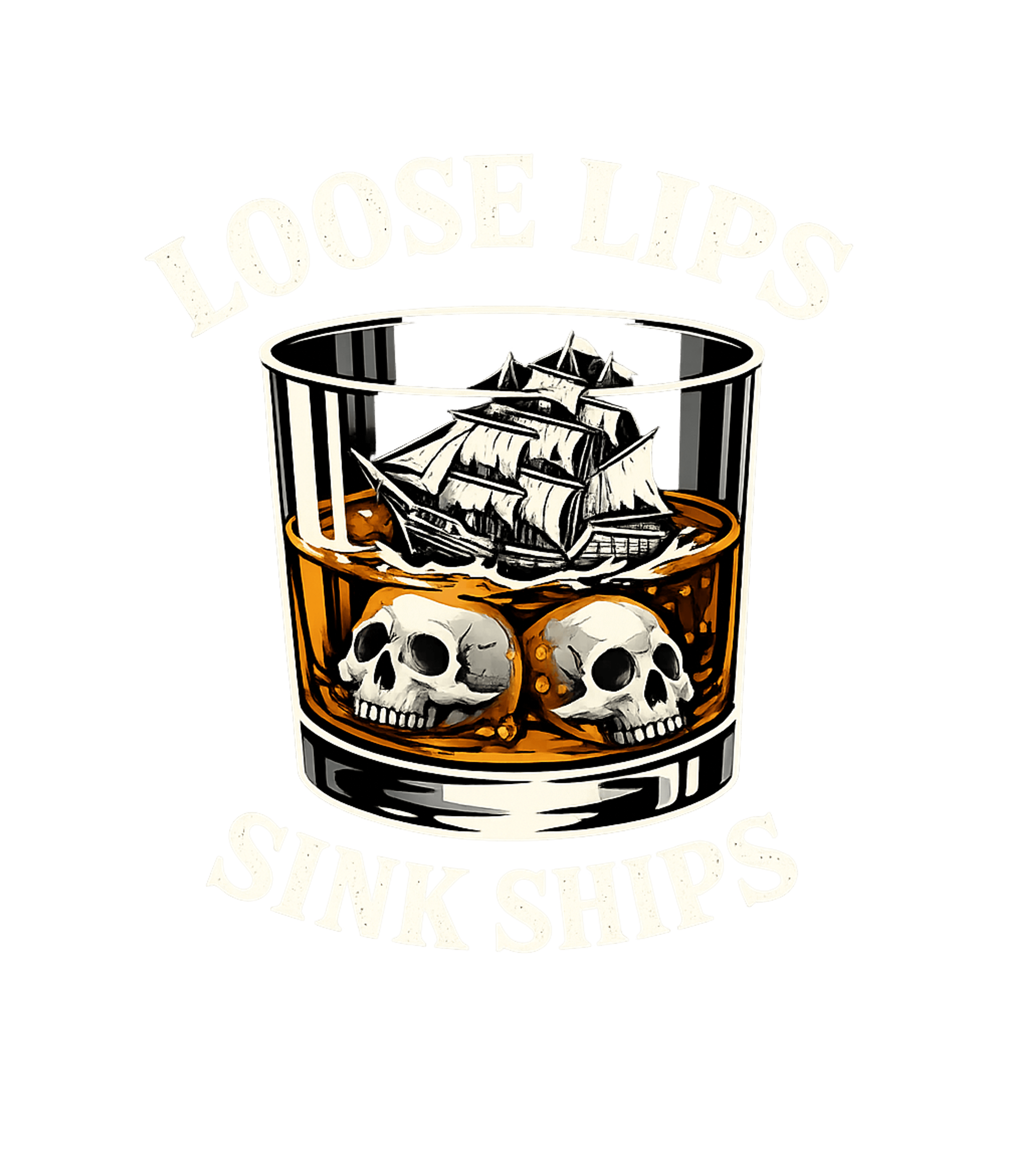 Loose Lips Sink Ships Boating Premium T-Shirt featuring This graphic tee features a bold design of a ship and skulls – designed by Geoff Brown @ SunFrog Loose Lips Sink Ships Boating Premium T-Shirt featuring This graphic tee features a bold design of a ship and skulls – designed by Geoff Brown @ SunFrog