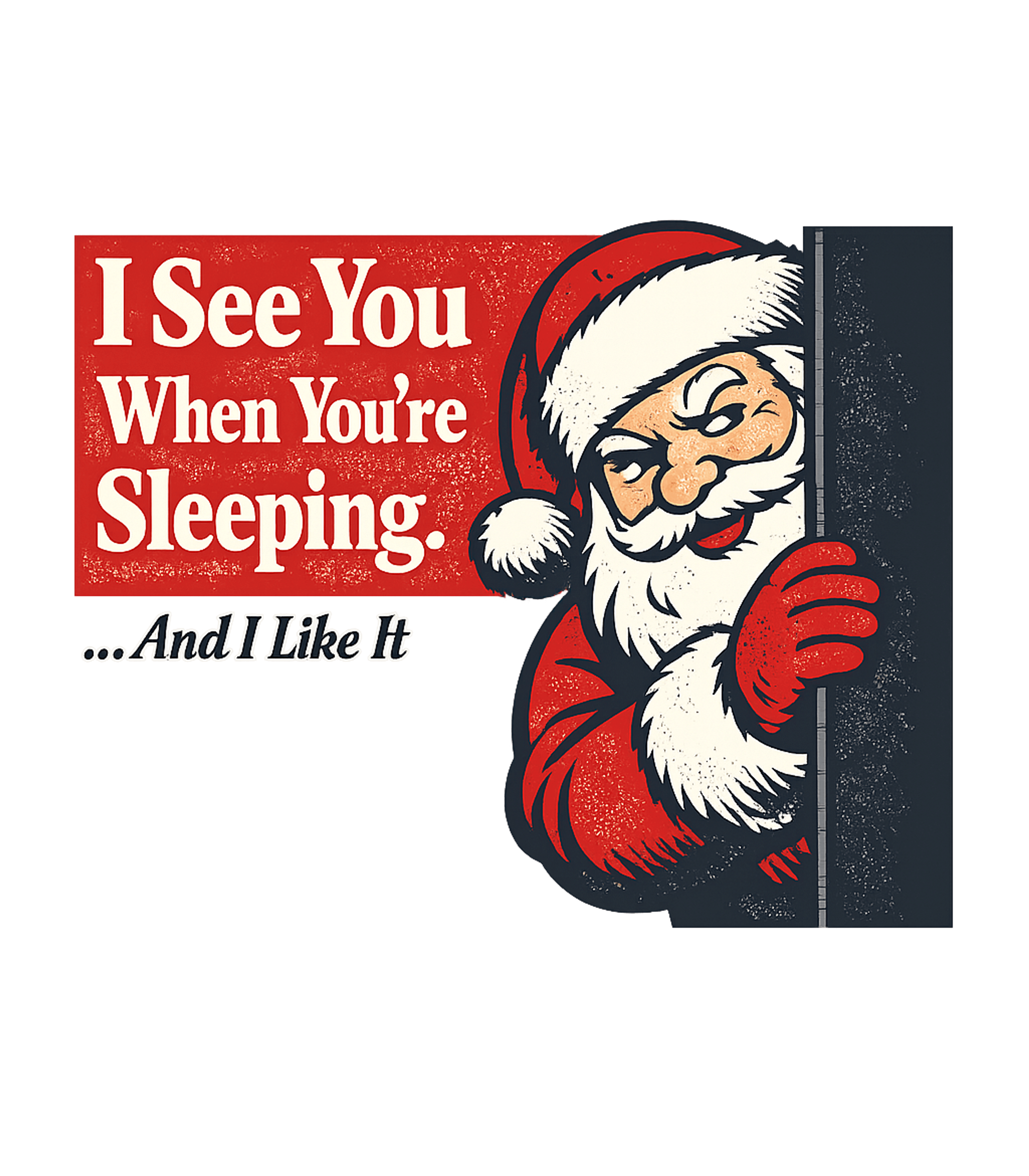 Mischievous Santa Peeks Sarcasm Premium T-Shirt featuring Embrace dark holiday humor with this sarcastic design featur – designed by Geoff Brown @ SunFrog Mischievous Santa Peeks Sarcasm Premium T-Shirt featuring Embrace dark holiday humor with this sarcastic design featur – designed by Geoff Brown @ SunFrog